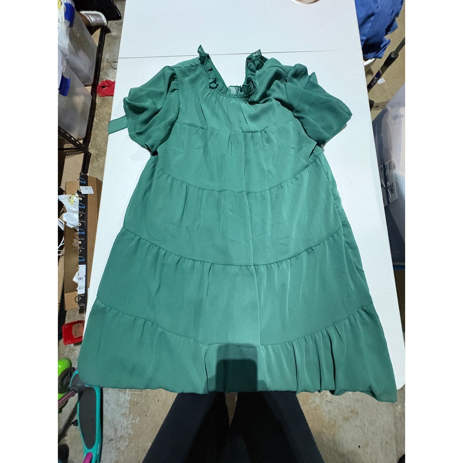 Shein SHEIN Women’s XL Green Short Sleeve Ruffle Flowy Mini Dress Size XL / US 12-14 / IT 48-50 - 3 Thumbnail