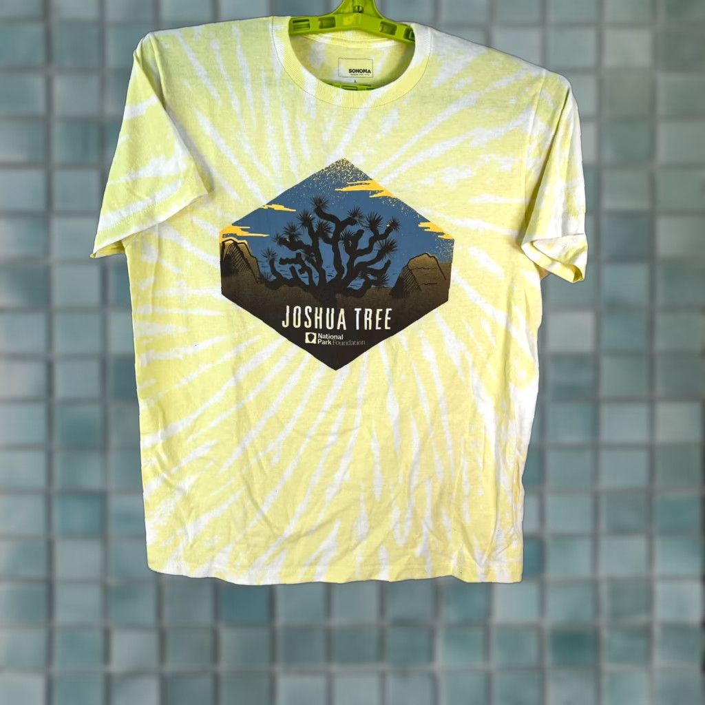Vintage Joshua Tree National Park Mens Yellow Reverse Tie Dye Graphic T Shirt Size L Size US L / EU 52-54 / 3 - 1 Thumbnail