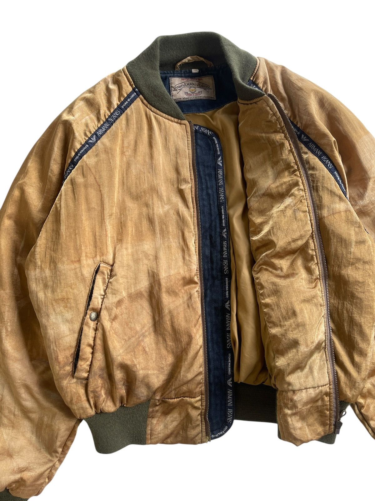 Armani 80s Armani Jeans Stone Washed Bomber Jacket Size US M / EU 48-50 / 2 - 6 Thumbnail