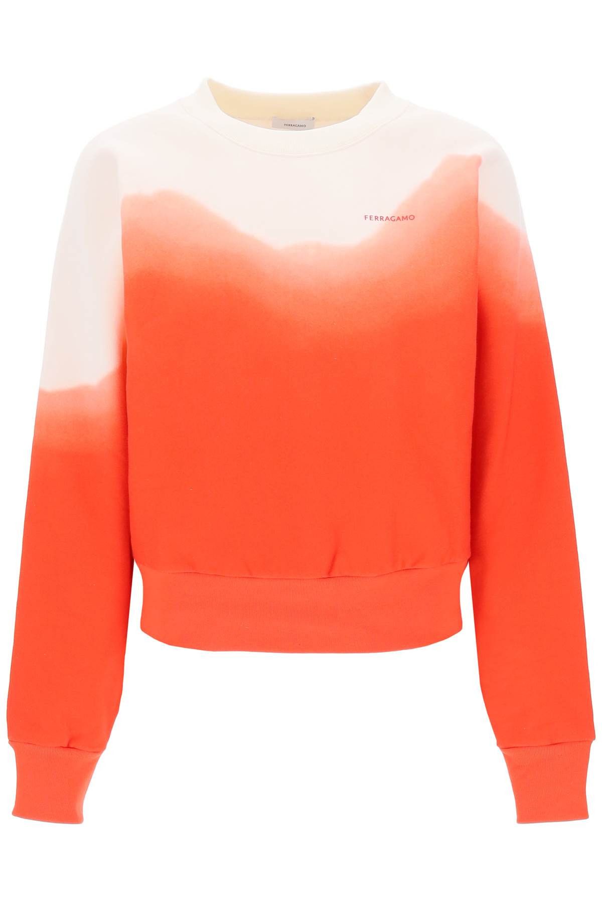 image of Salvatore Ferragamo Ferragamo Dip-Dye Effect Sweatshirt in White Red, Women's (Size Small)