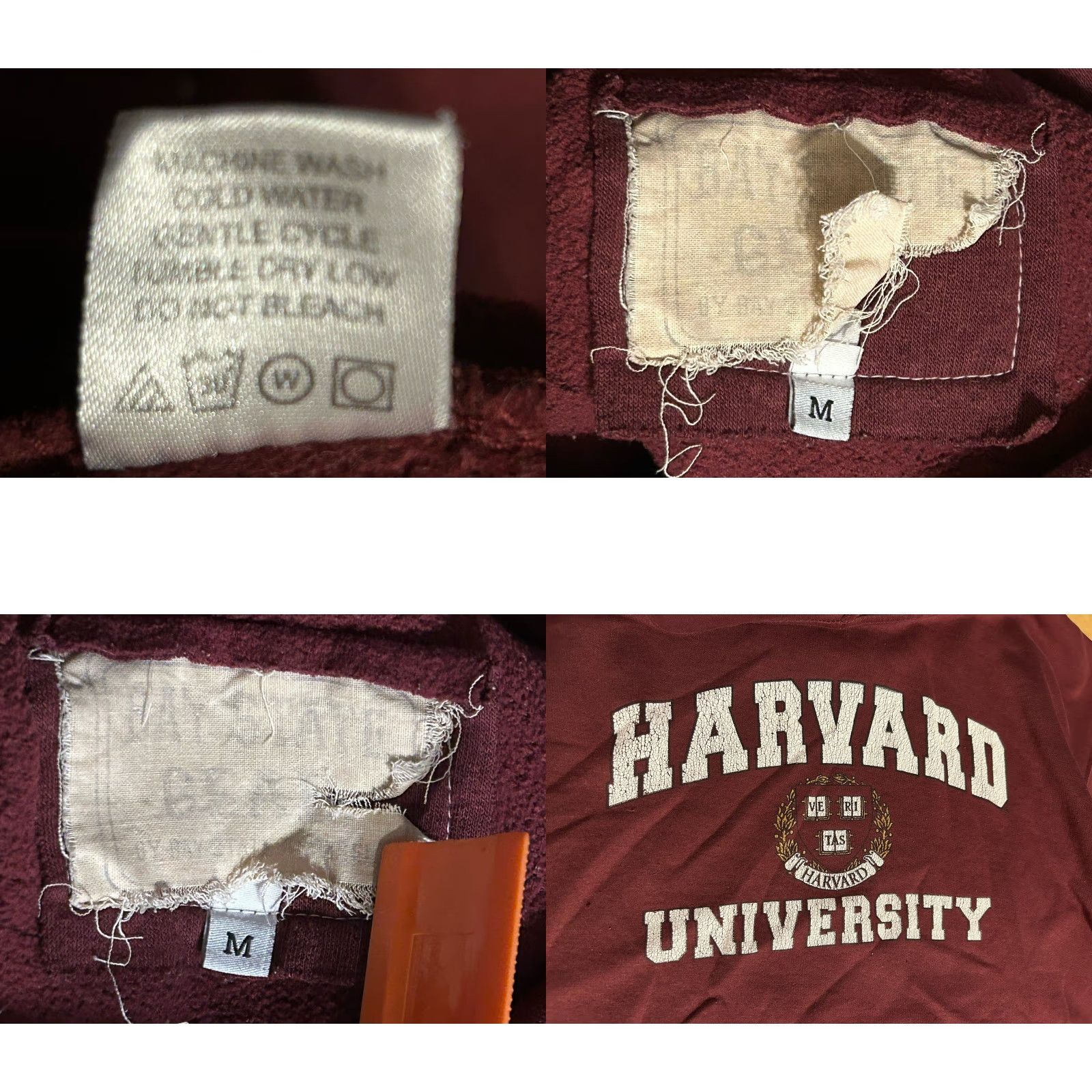 Vintage VTG Harvard University Hoodie Men Medium Maroon Kangaroo Pocket Bay State Gear Size US M / EU 48-50 / 2 - 9 Thumbnail