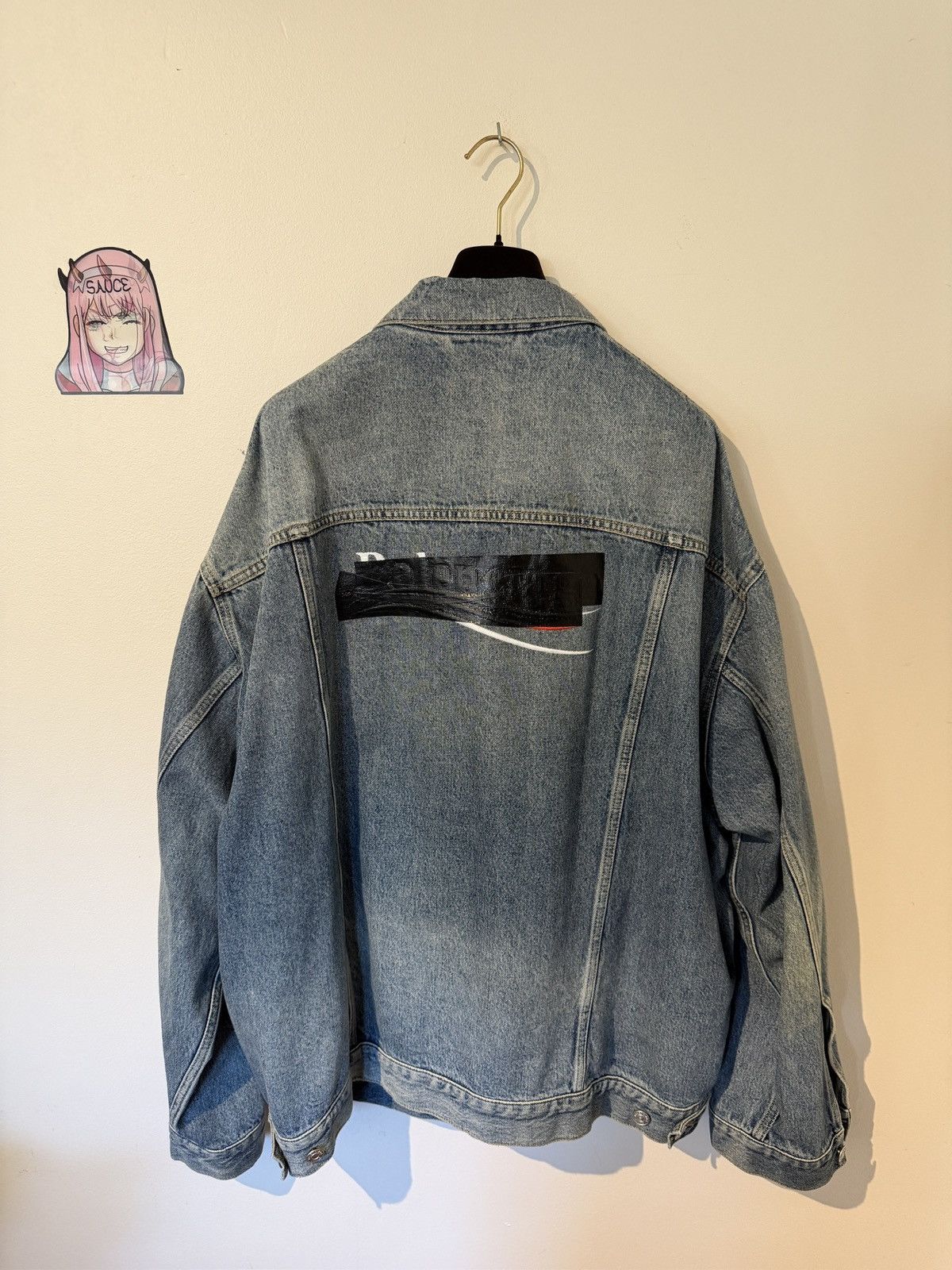 Balenciaga Balenciaga Taped Logo Denim Jacket Size US XL / EU 56 / 4 - 1 Thumbnail
