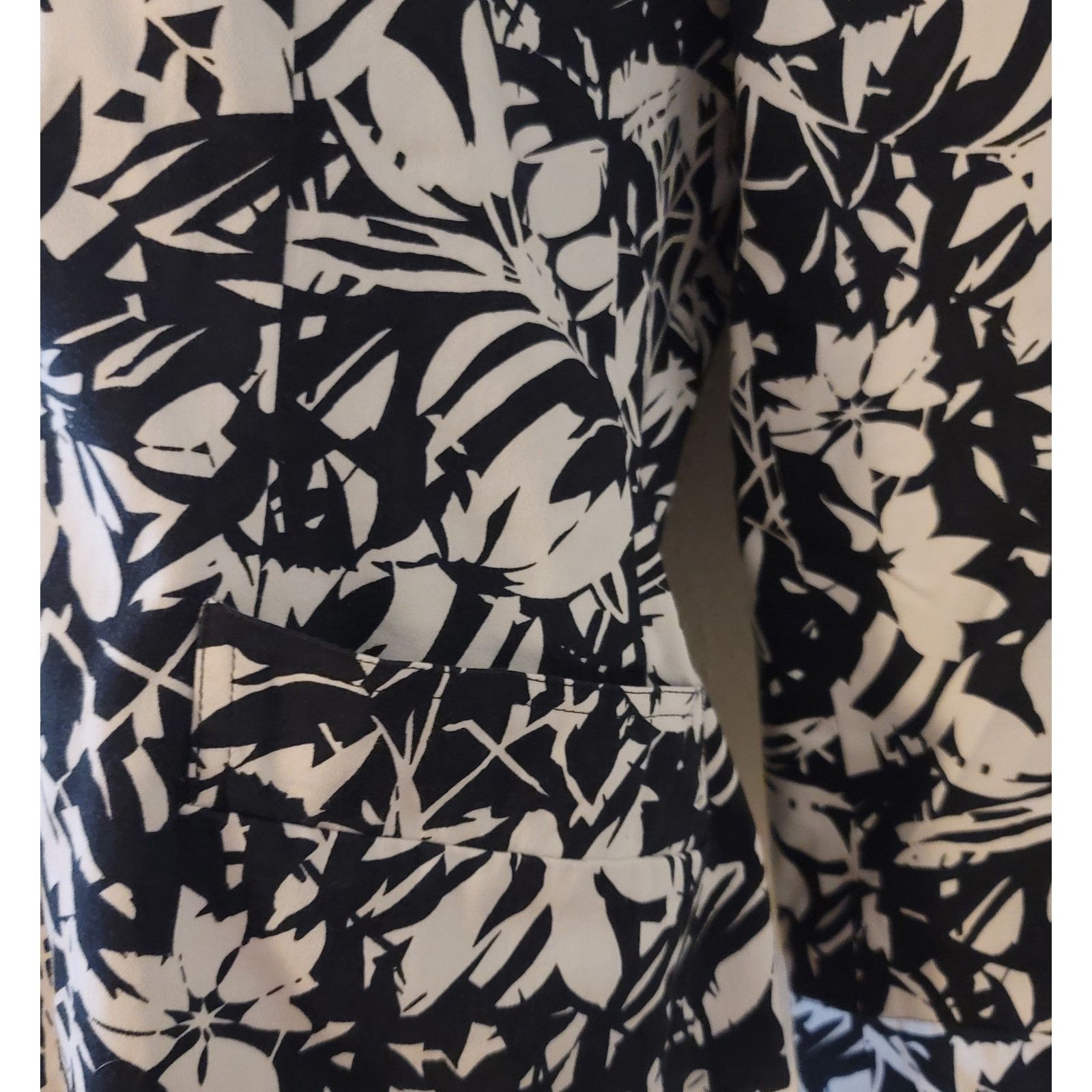 Other Laura Scott Black White Floral Print Women's Blazer 10 Size L / US 10 / IT 46 - 5 Thumbnail