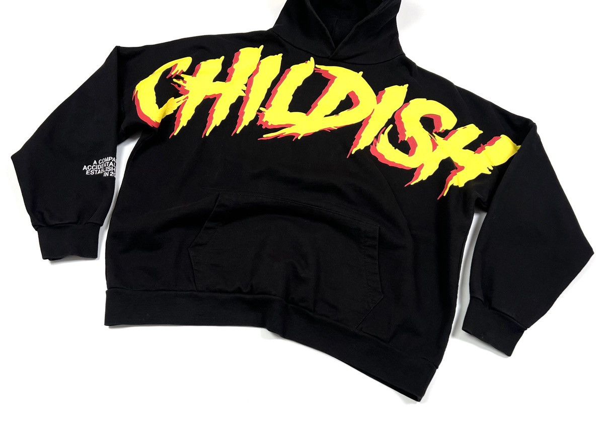 CHILDS × Japanese Brand Men’s Childish Overprint Black Cotton Casual Y2K Hoodie - XS Size US XS / EU 42 / 0 - 11 Thumbnail