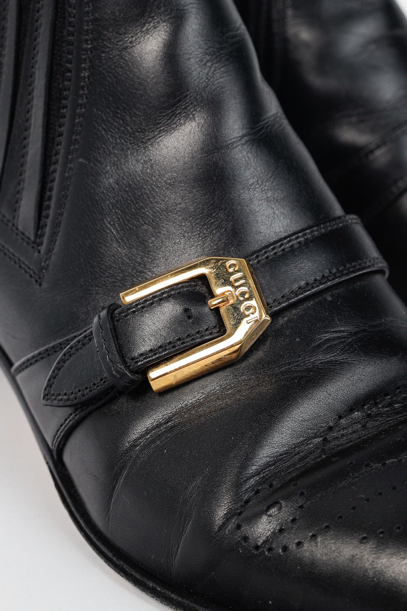 Gucci Gucci Worsh Black Leather Buckled Ankle Boots Size US 7.5 / IT 37.5 - 8 Thumbnail