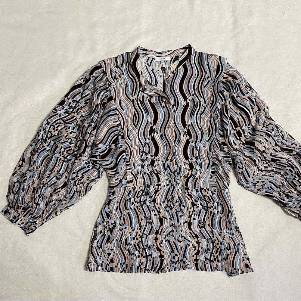 Reiss NWT New $275 Reiss Penny Swirl-Print Viscose Long Sleeve Bl Size S / US 4 / IT 40 - 6 Thumbnail