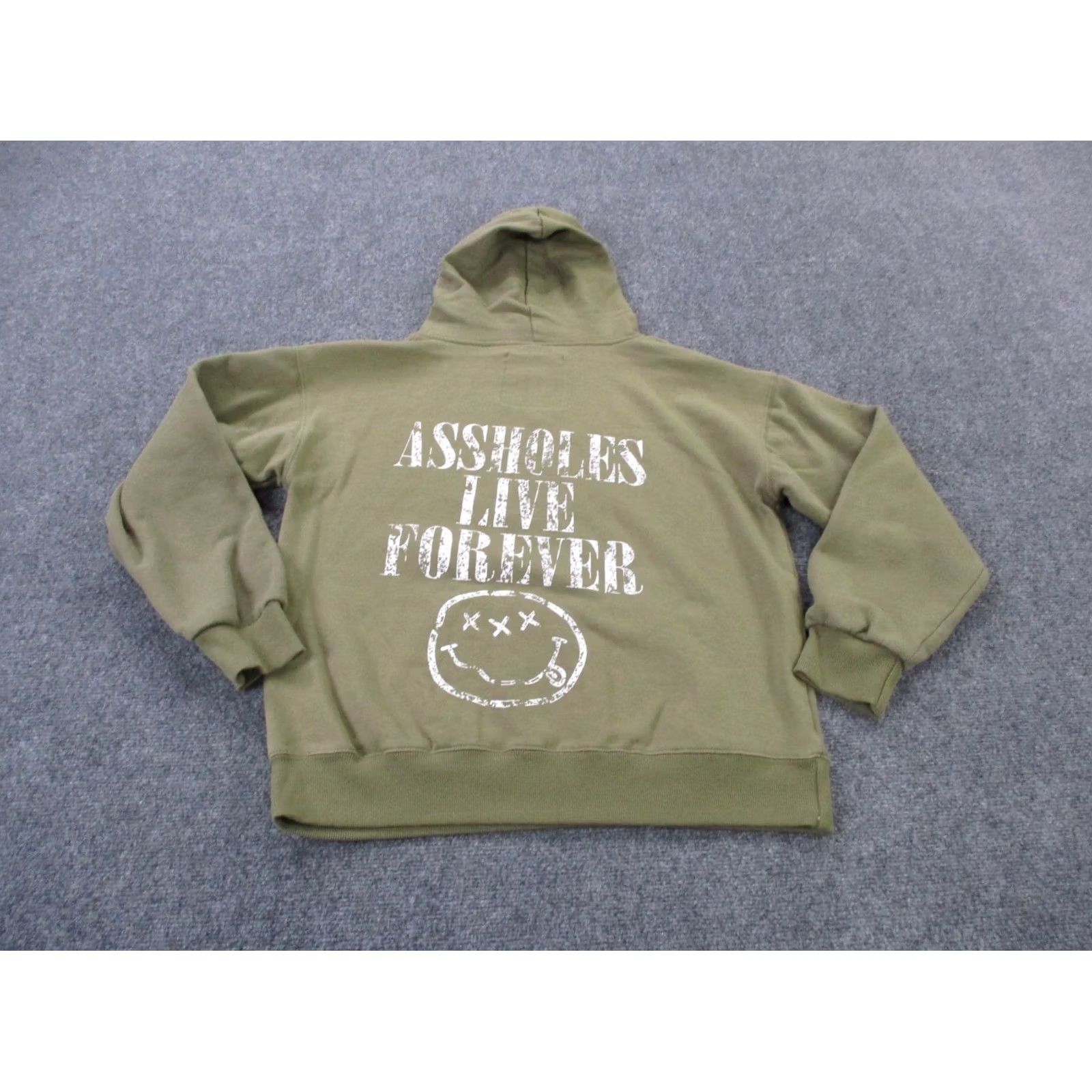 Olive Assholes Live Forever Hoodie Mens M Green Logo Sweatshirt Pullover Pocketed Size US M / EU 48-50 / 2 - 2 Thumbnail