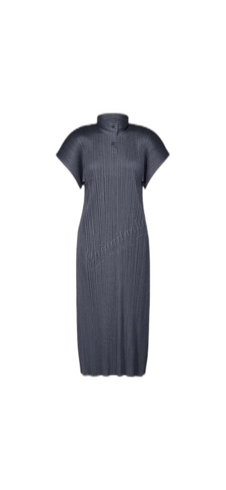 Issey Miyake Pleats Please Navy Blue Dress with Collar-yf Size 22" - 1 Thumbnail