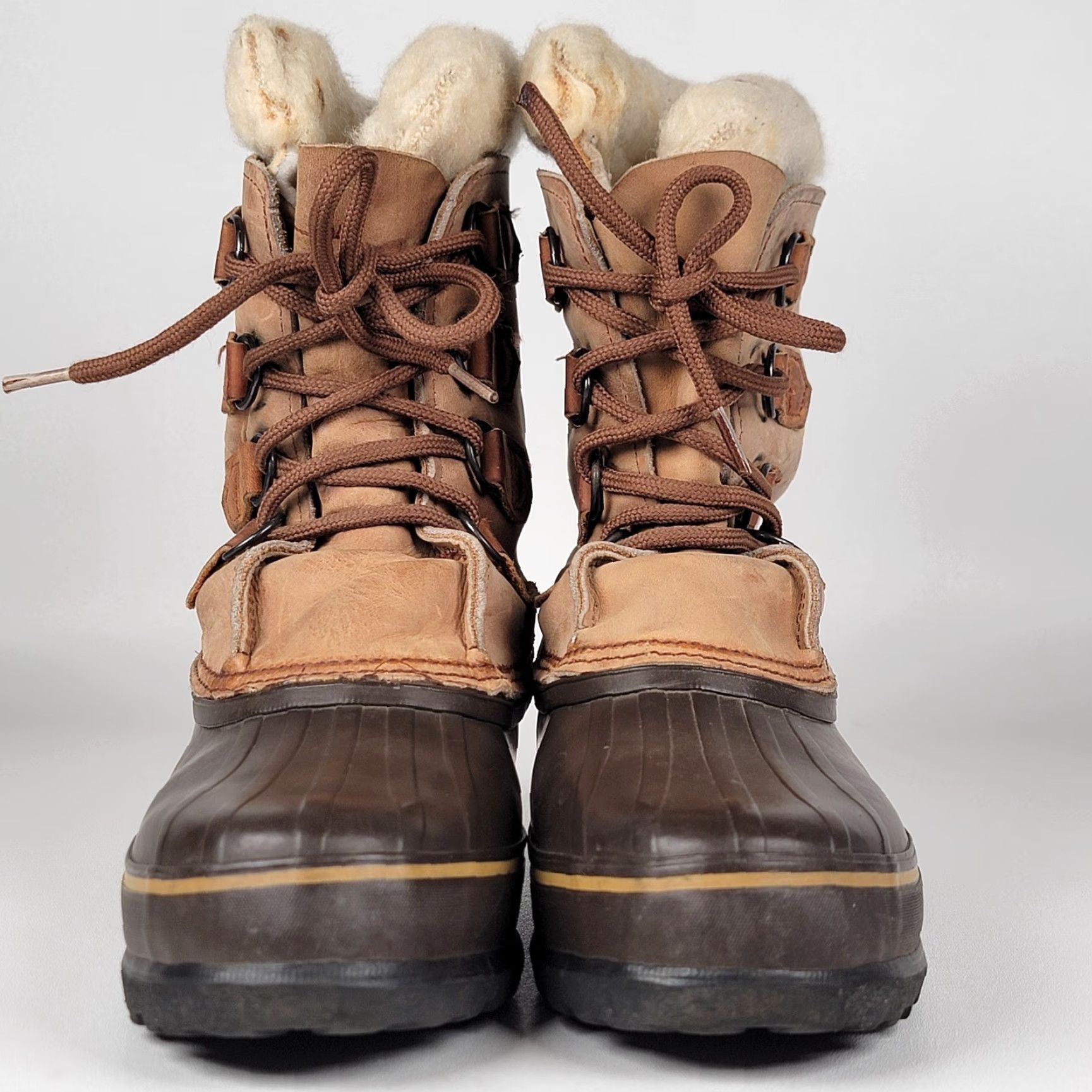 SOREL Sorel Caribou Boots Womens 6 Leather Waterproof Insulated Rubber Winter Brown/Tan Canada Size US 10 / IT 40 - 2 Thumbnail