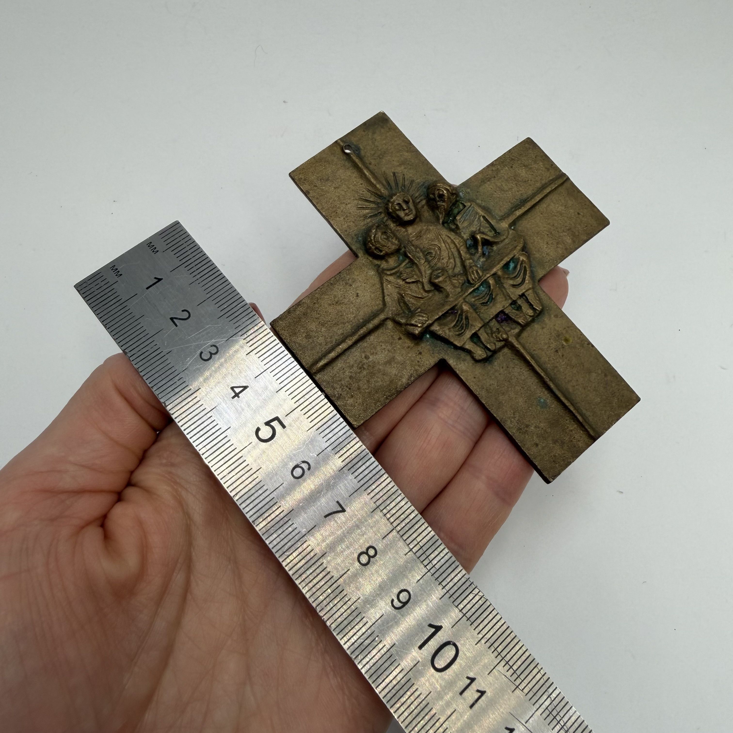 Vintage Vintage Bronze Christian Wall Cross Religious Decor 9.5cm Size ONE SIZE - 3 Thumbnail