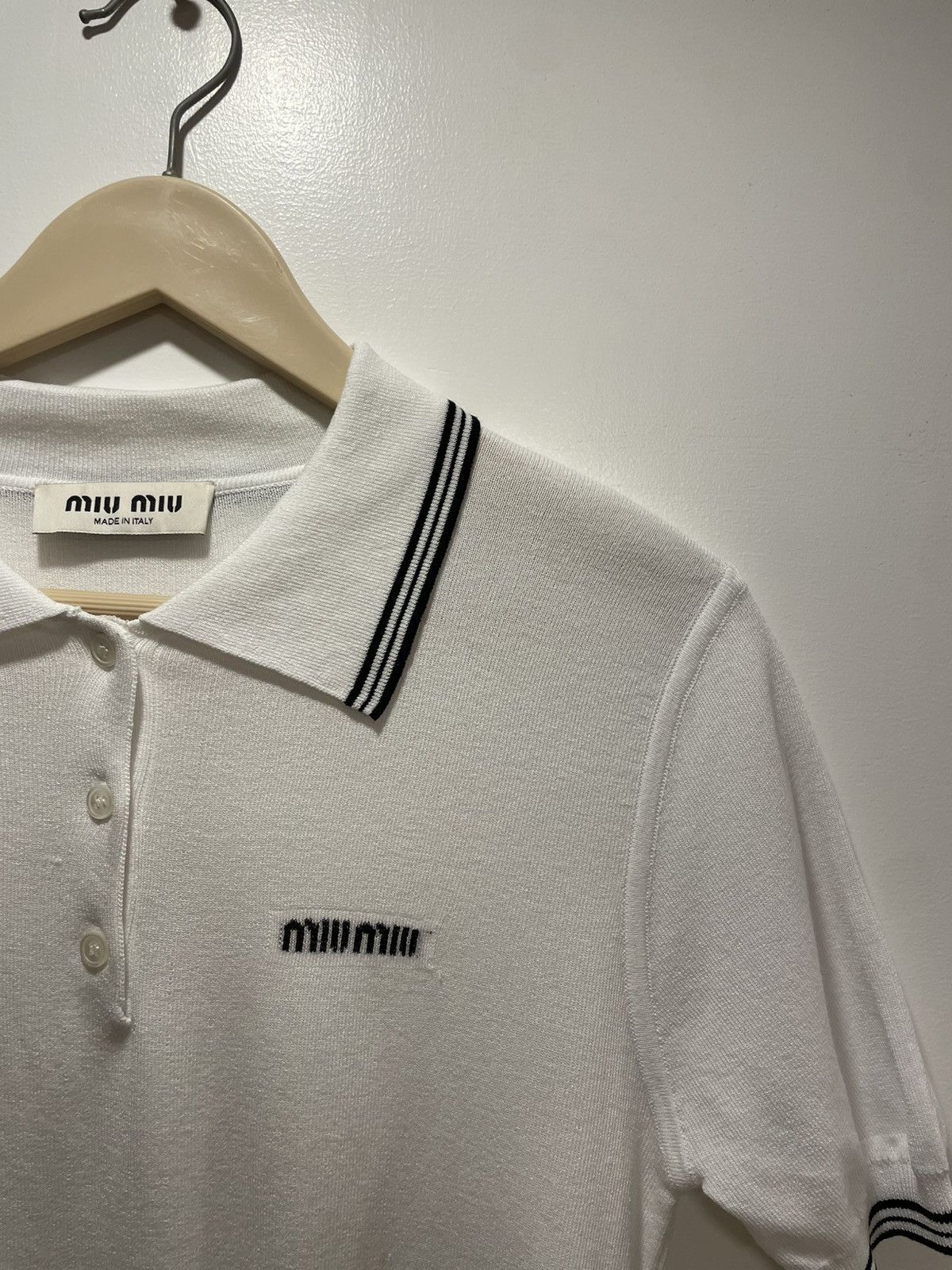 Miu Miu Miu Miu stripe-detail polo top Size S / US 4 / IT 40 - 4 Thumbnail