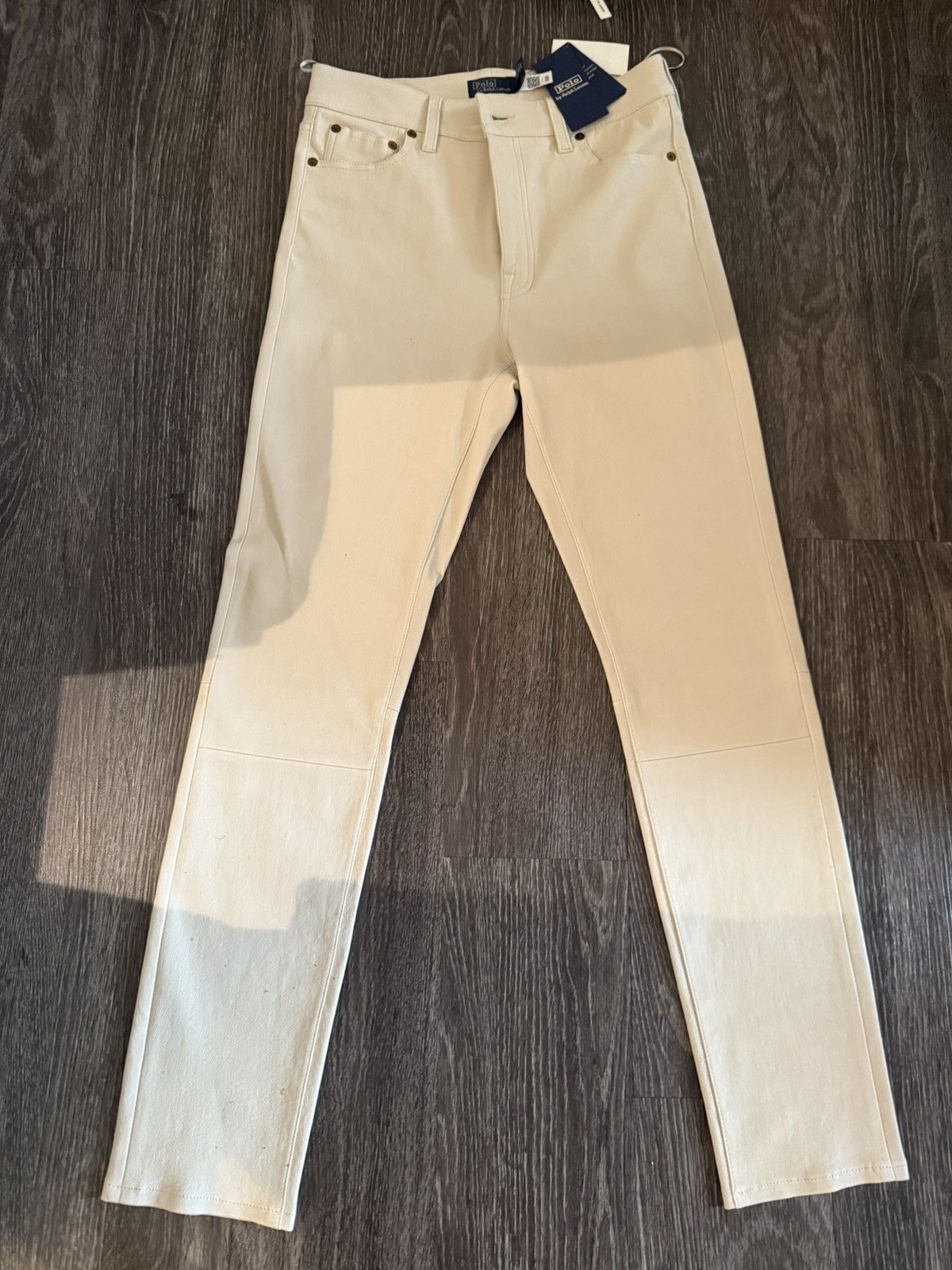 Polo Ralph Lauren NWT Lamb Skin White Leather pants Size 27" / US 4 / IT 40 - 4 Thumbnail