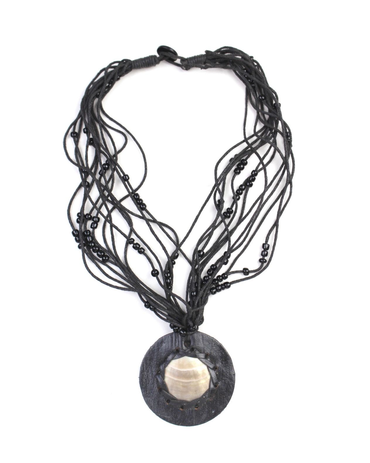 Vintage 1990S JAPANESE MADE ABYSS MOTHER-OF-PEARL LEATHER NECKLACE Size ONE SIZE - 1 Thumbnail