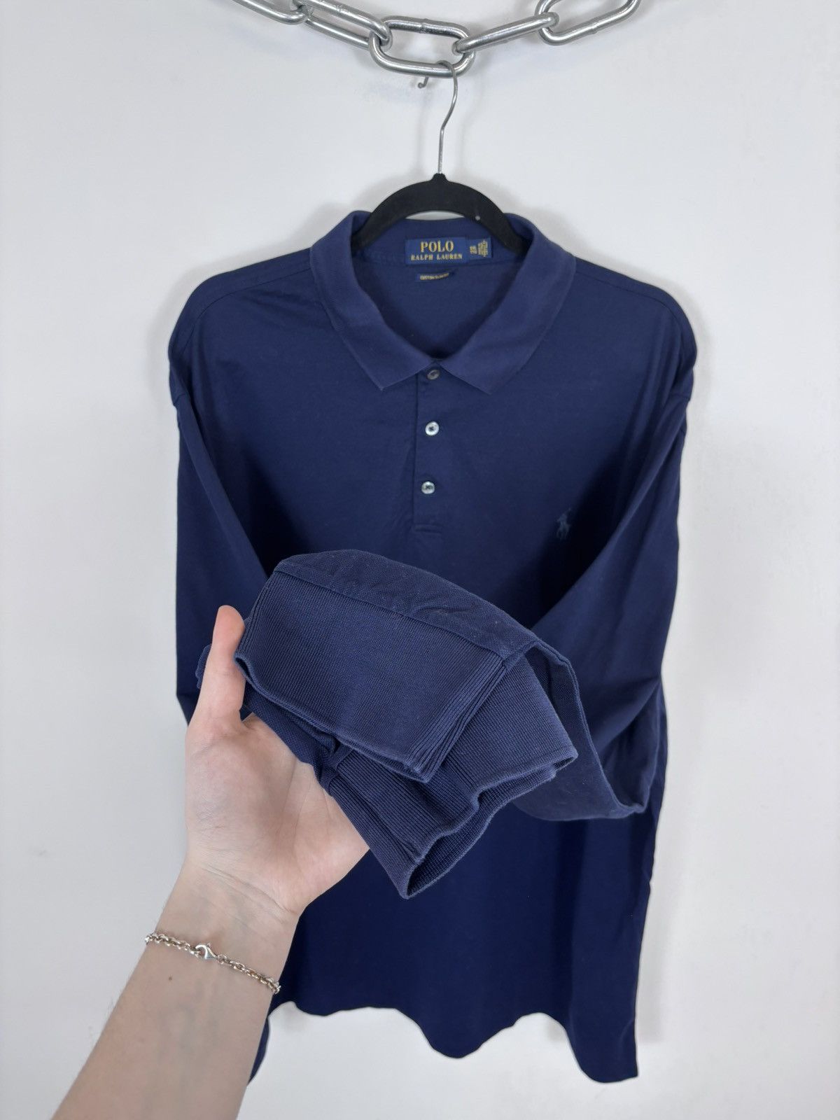 Polo Ralph Lauren Polo Ralph Lauren Custom Slim Blue Long Sleeve Polo Shirt Size US XXL / EU 58 / 5 - 8 Thumbnail