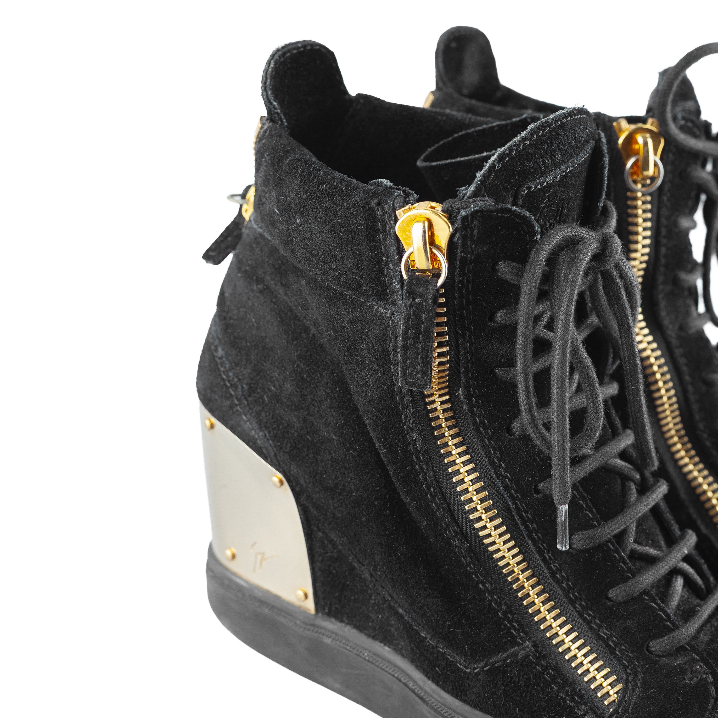Giuseppe Zanotti Giuseppe Zanotti Black Golden Velour Wedge Sneakers Size US 6 / IT 36 - 5 Thumbnail