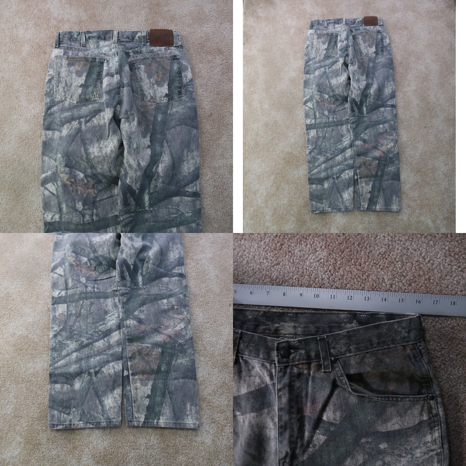 Wrangler VINTAGE Wrangler Jeans Pro gear Mossy oak Treestand Camo Men's 34x32 (32x30) Jeans Reg 32 Green Camouflage 90s Grunge USA Mens Size US 32 / EU 48 - 8 Thumbnail