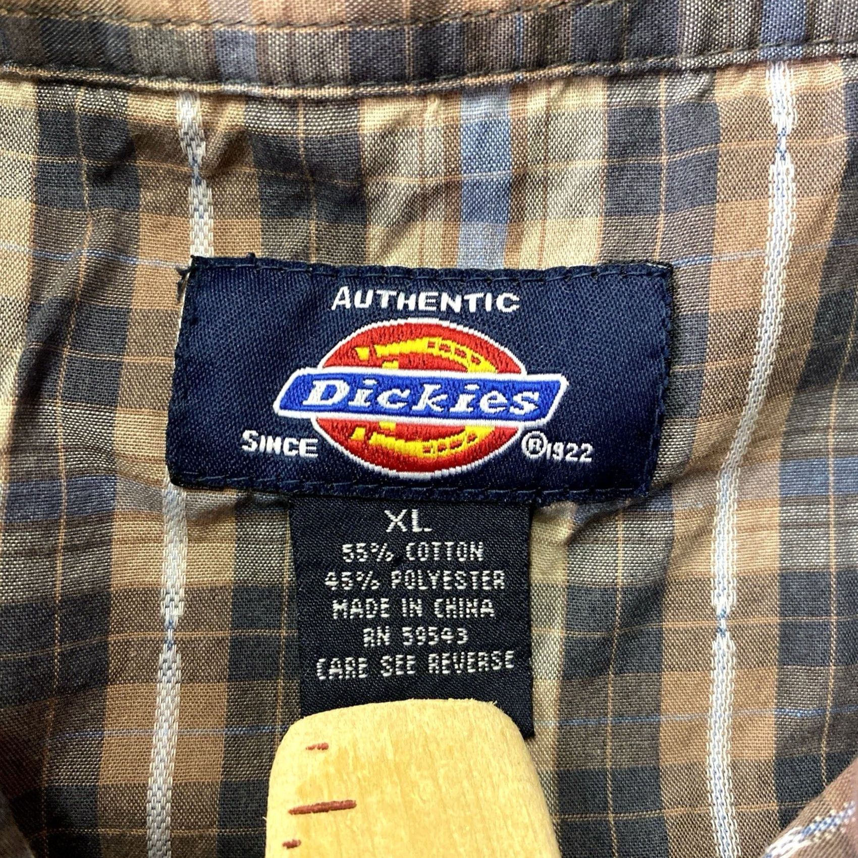 Dickies VINTAGE Dickies Western Shirt XL Plaid Short Sleeve Pearl Snap Mens Regular Beige Cotton Button-Up Pocketed Size US XL / EU 56 / 4 - 3 Thumbnail