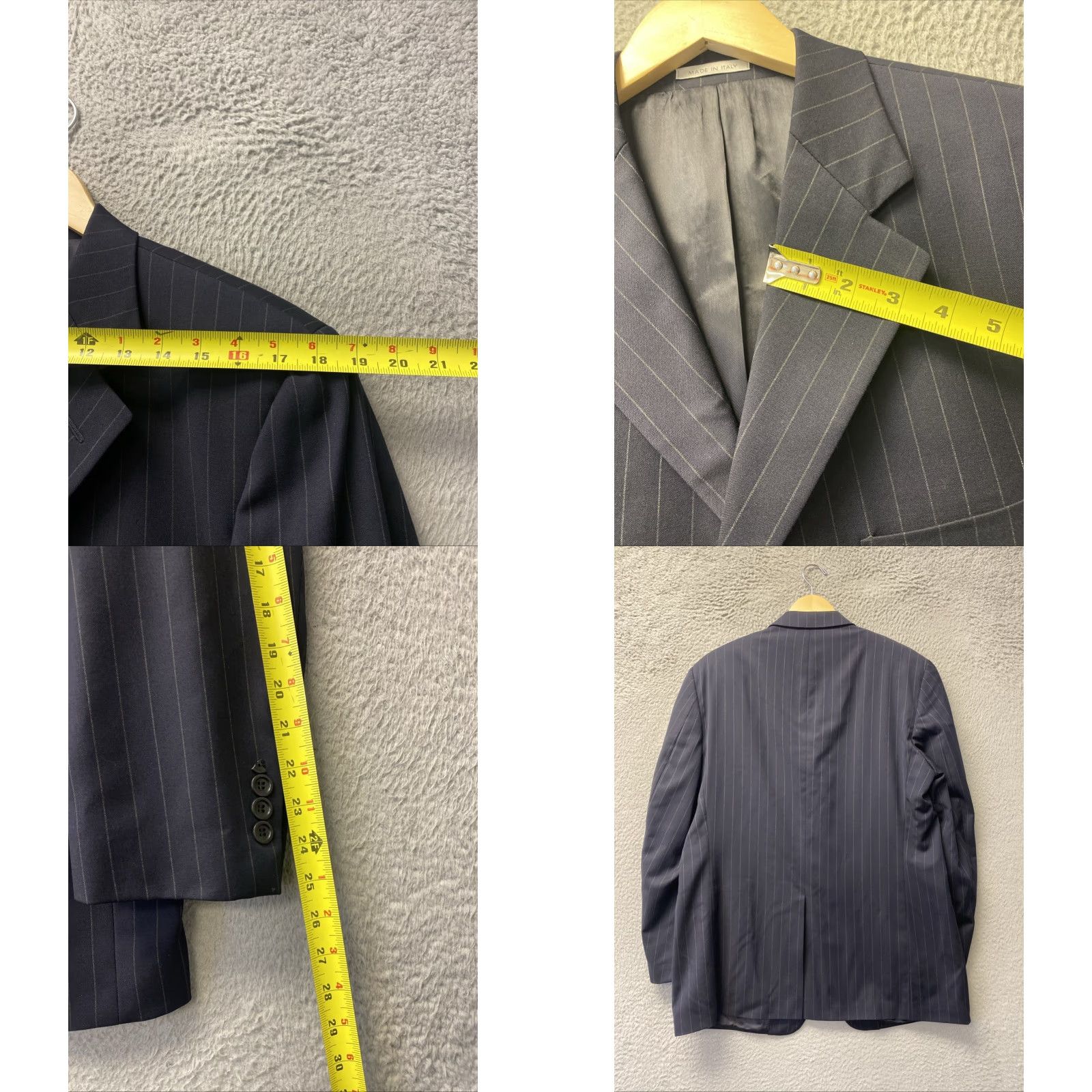 Bill Blass VINTAGE Bill Blass Suit 2 Piece Navy Wool Striped Jacket Pants 40R Mens 2-Button/Single-Breasted 3 Button? Size 40R - 8 Thumbnail