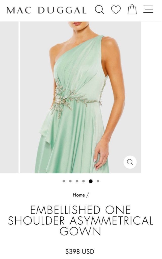 Mac Duggal Women's Mac Duggal Green One Shoulder Gown Size 10 Size L / US 10 / IT 46 - 2 Thumbnail