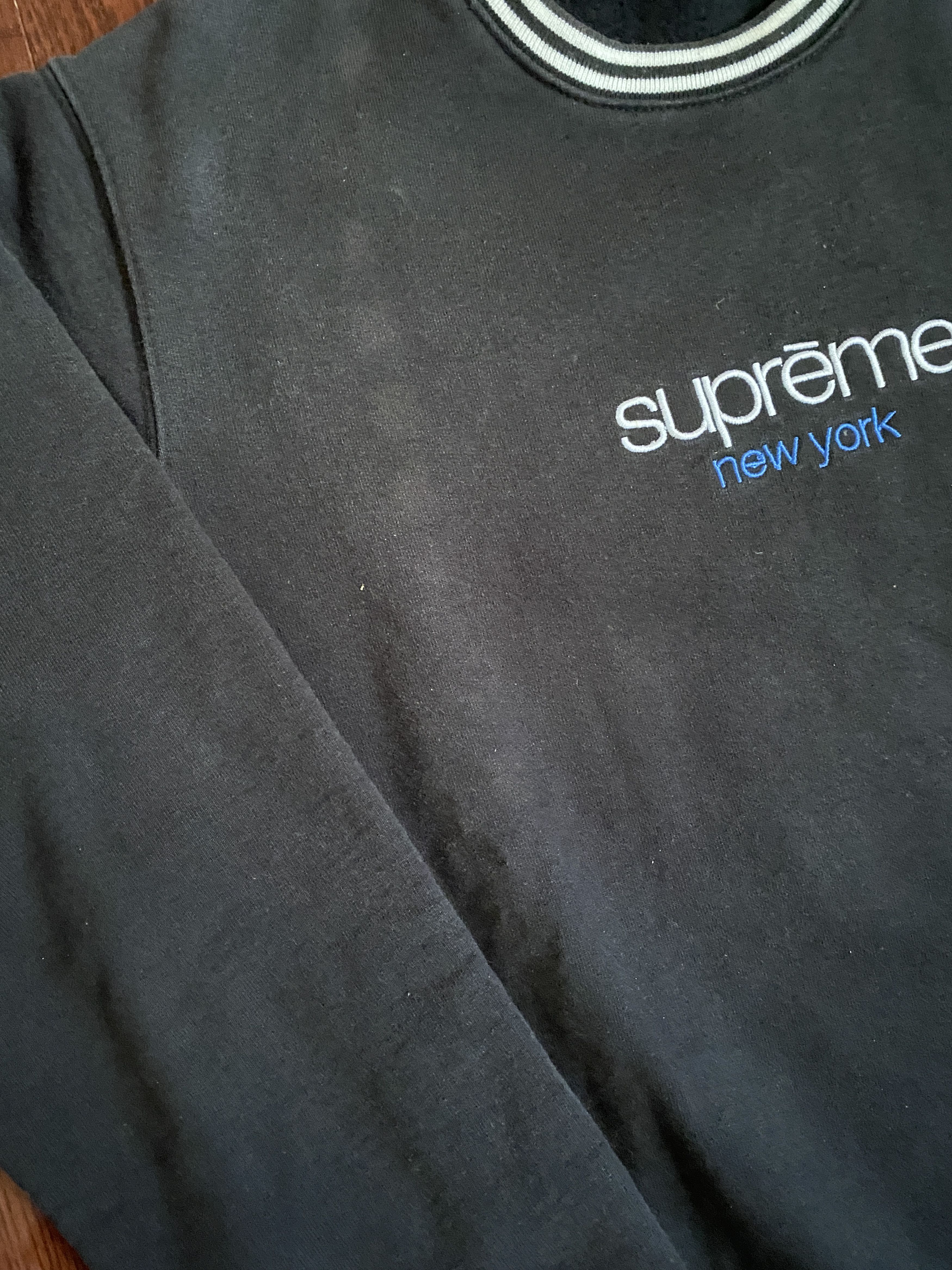 Supreme Classic Logo Striped Rib Crewneck FW14 Size US M / EU 48-50 / 2 - 7 Thumbnail