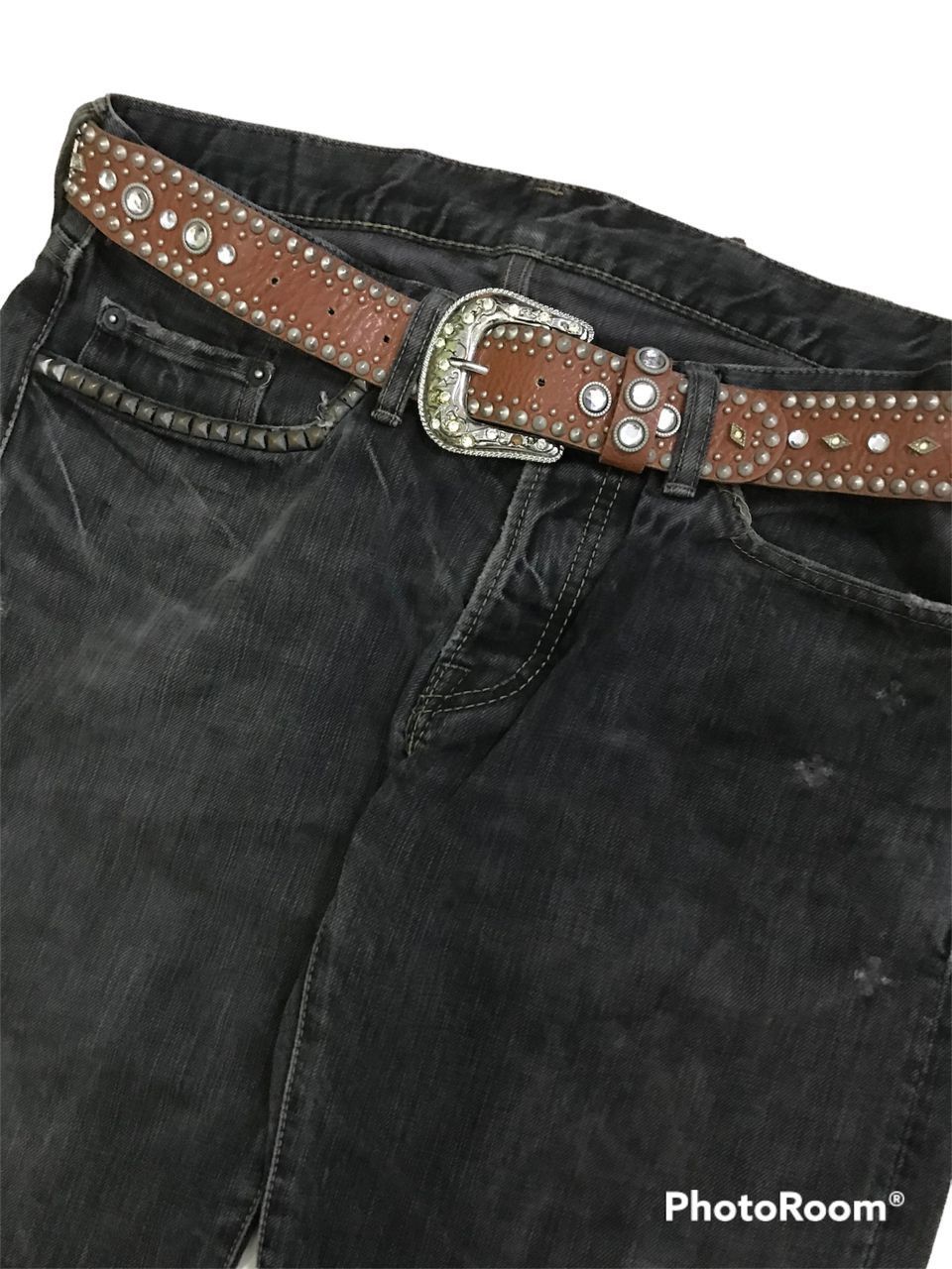 Hysteric Glamour 💥Final💥Vtg 90s Hysteric Glamour Studs Ripped Denim Black Size US 32 / EU 48 - 2 Thumbnail