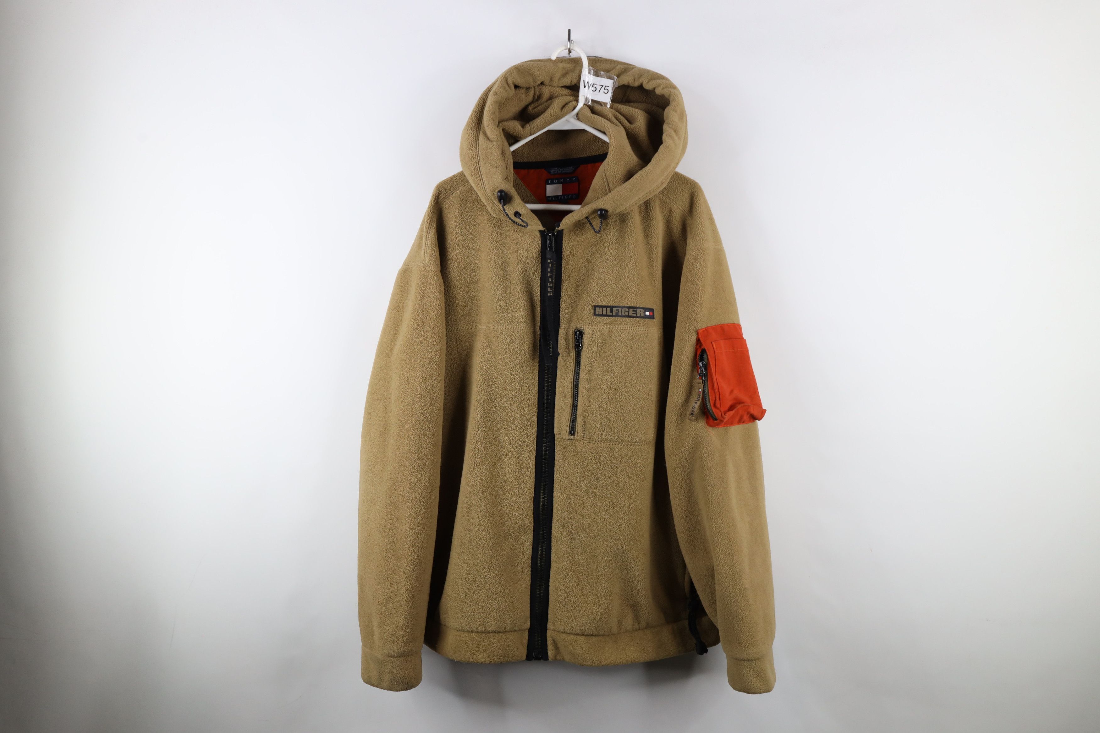 Vintage 90s Tommy Hilfiger Spell Out Fleece Hooded Jacket