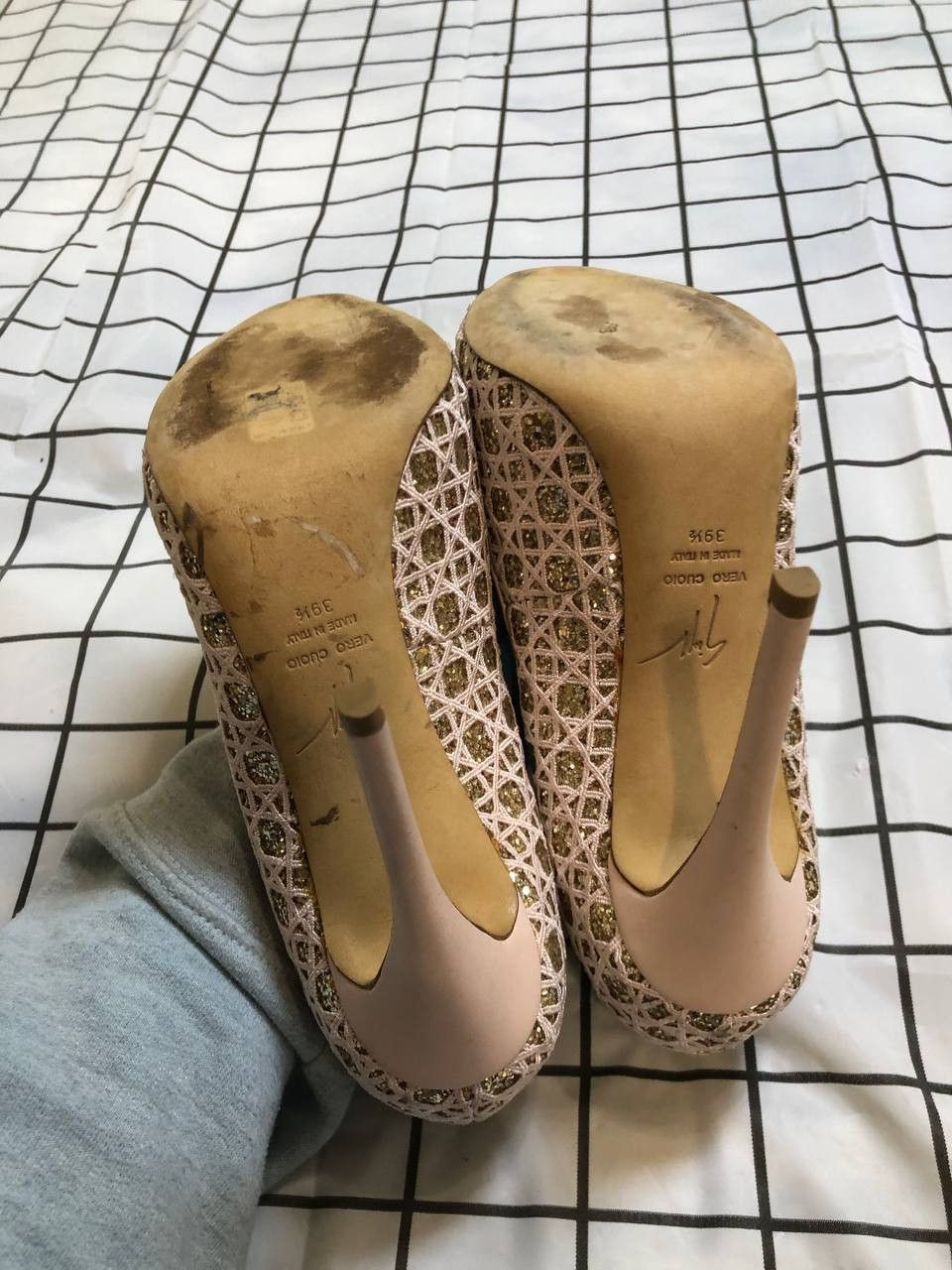 Giuseppe Zanotti GIUSEPPE ZANOTTI Pink Leather Glitter Platform Pumps Size US 9.5 / IT 39.5 - 6 Thumbnail