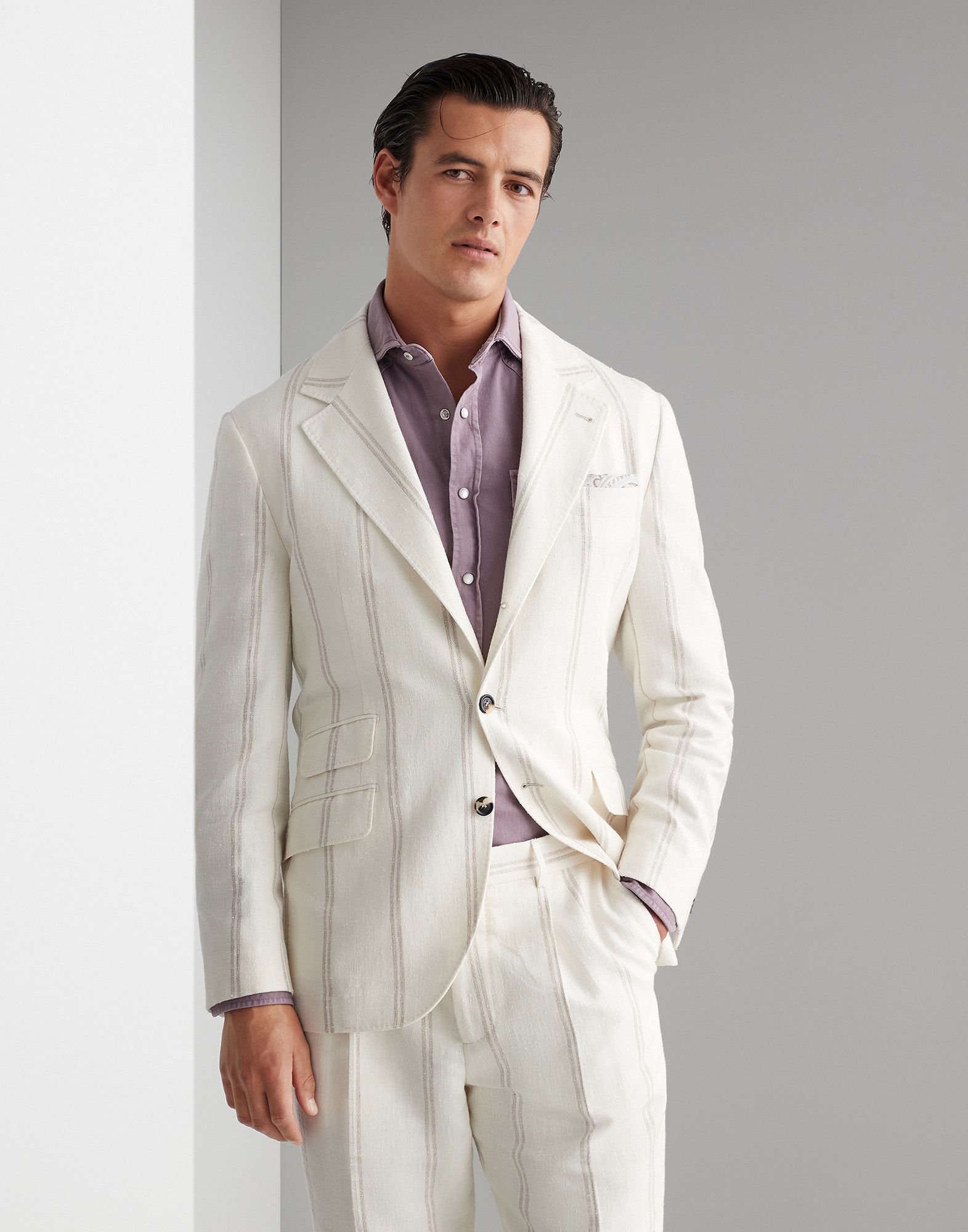 Brunello Cucinelli Jacket Linen in Open White Size US S / EU 44-46 / 1 - 1 Thumbnail