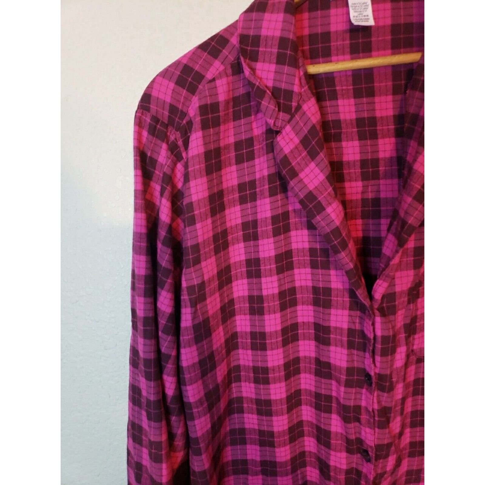 Victoria's Secret Victoria's Secret Pajama Top Womens Large Pink Plaid Size ONE SIZE - 4 Thumbnail