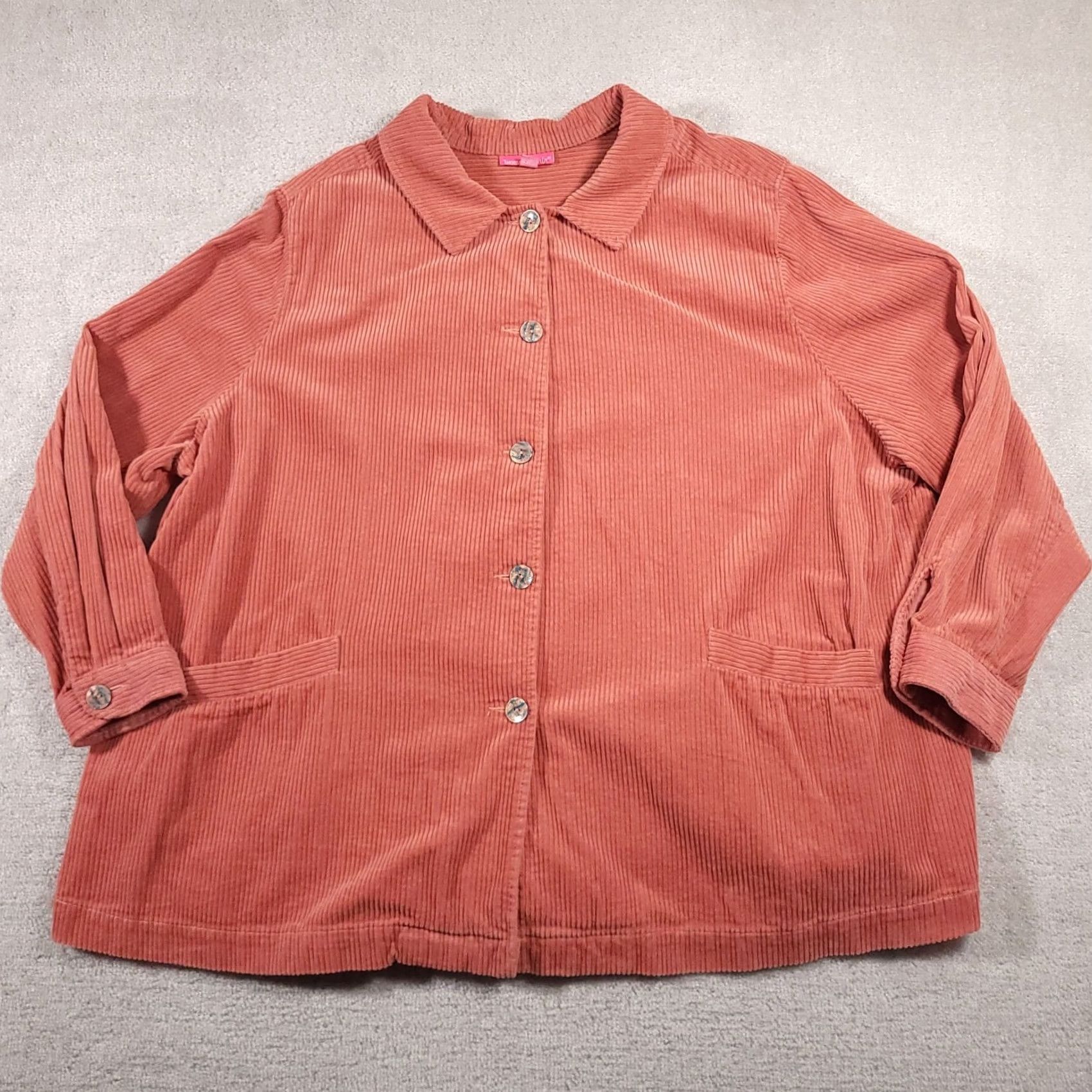 Vintage VINTAGE Woman Within Shacket Women's Plus 3X Pink Corduroy Coat Chore Jacket Lagenlook Shacket Size XXL / US 16-18 / IT 52-54 - 2 Thumbnail