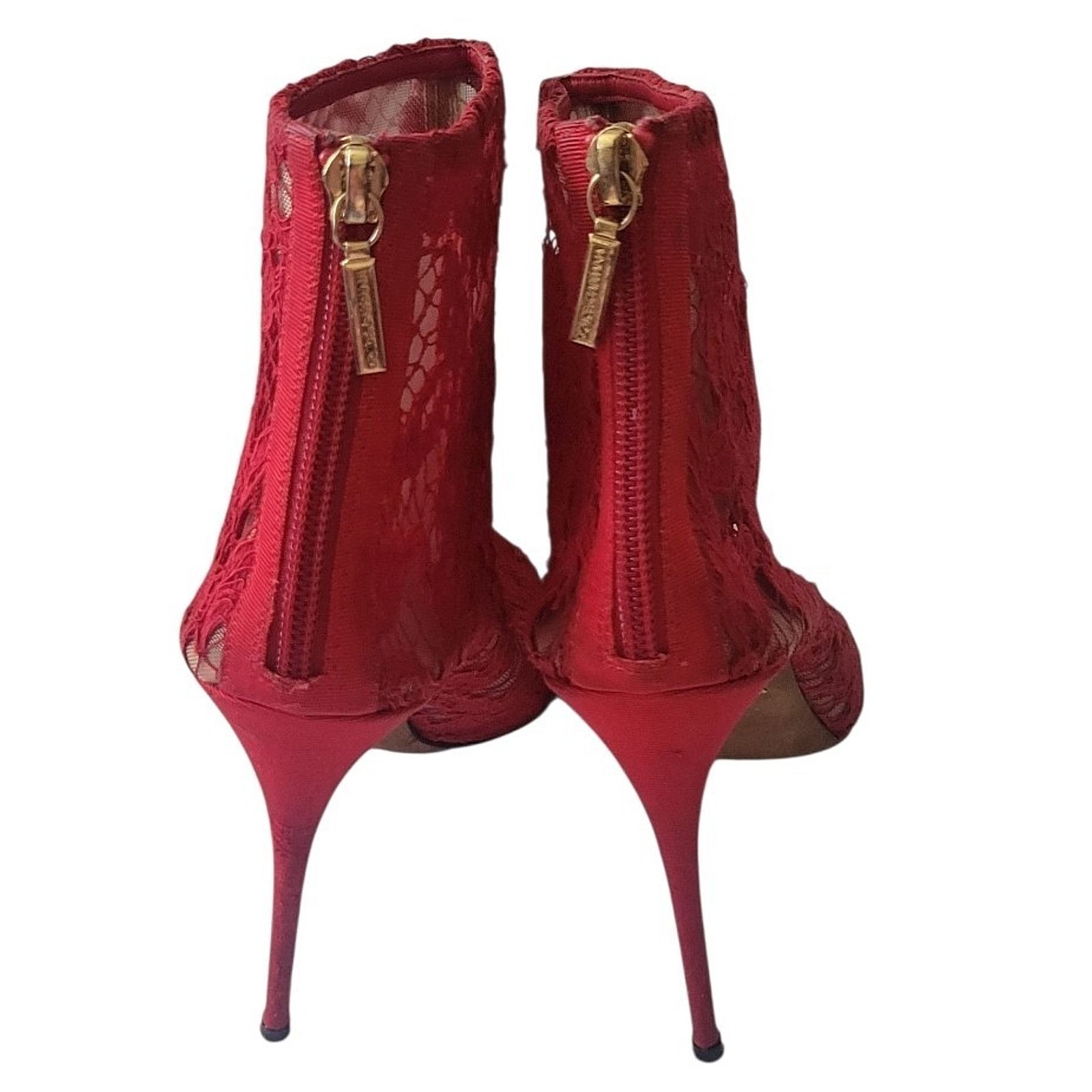 Dolce & Gabbana Dolce & Gabbana Red Lace Women Bootie Size 39 / 9 Size US 9 / IT 39 - 3 Thumbnail