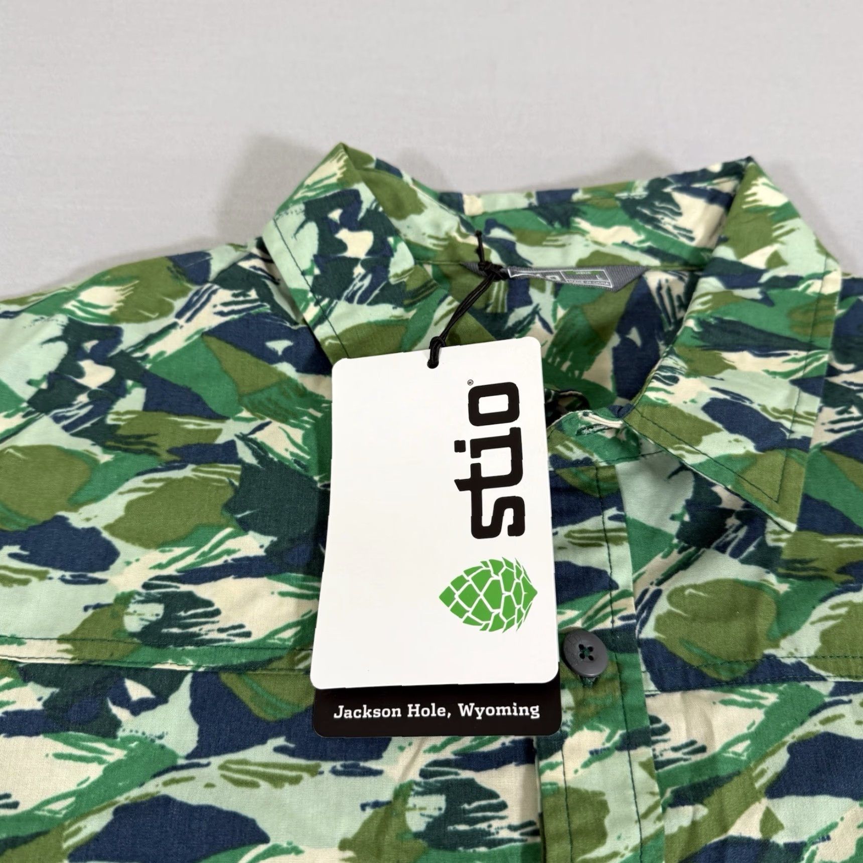 Vintage Stio Shirt Mens Large Green Button Up Curtis Camp Camo Stretch Outdoor Pocket Size US L / EU 52-54 / 3 - 3 Thumbnail