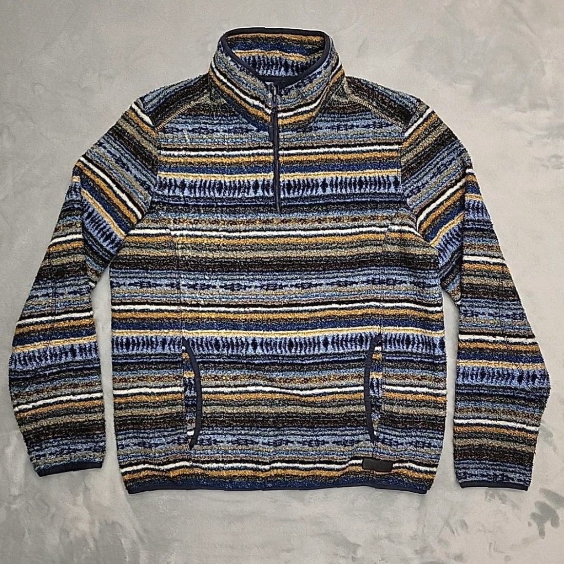 Denime Rock & Roll Denim Sweater Mens Small Multicolor Striped Fleece 1/4 Zip Pullover Size US S / EU 44-46 / 1 - 3 Thumbnail