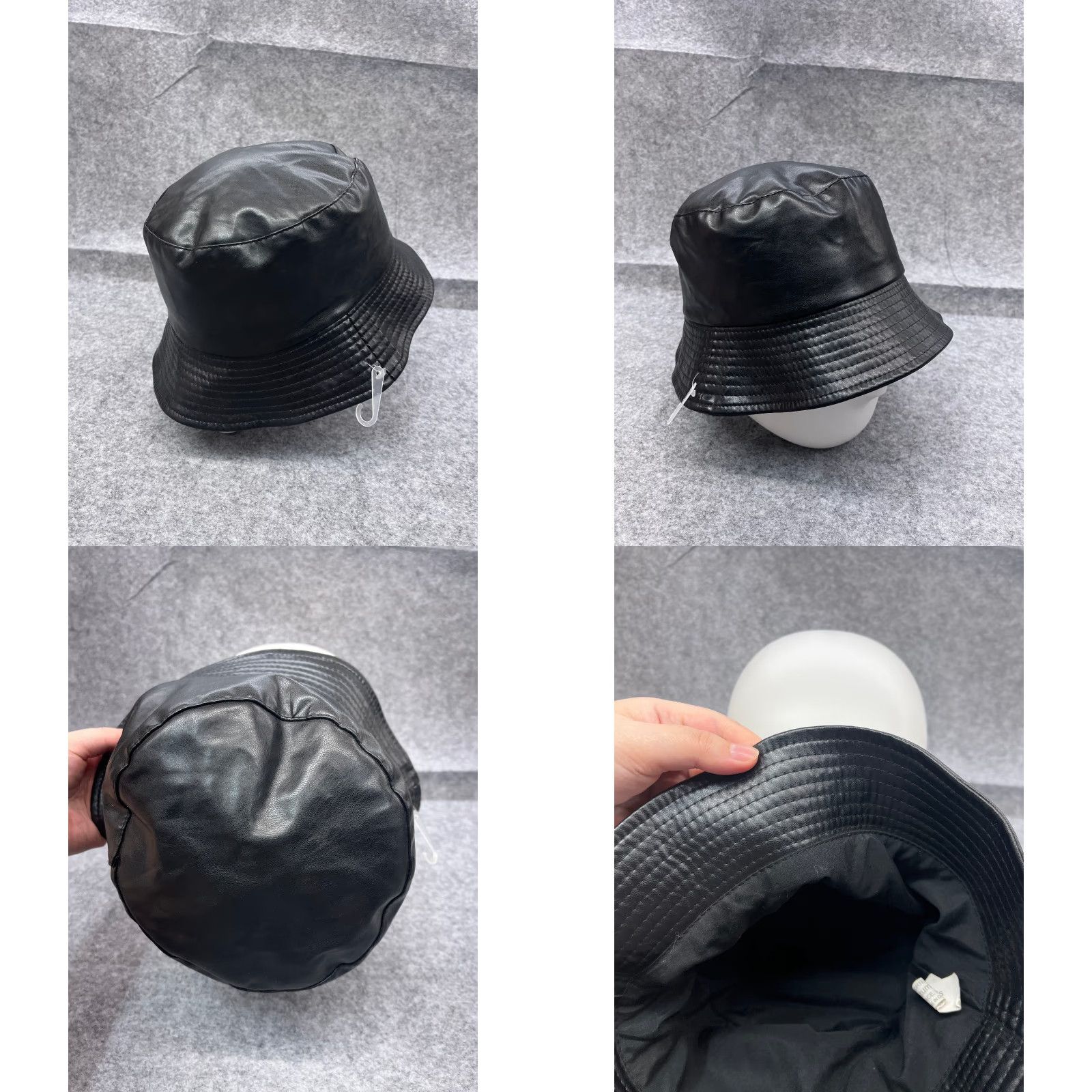 Vintage Momentum Brands Bucket Hat Unisex Adults One Size Black PU Blend Leather Hat Size ONE SIZE - 8 Thumbnail