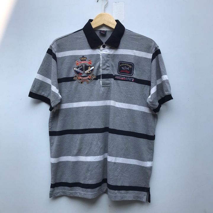 Paul & Shark × Vintage Paul and Shark Yachting Rugby Grey Polo Shirt black stripe Size US XXL / EU 58 / 5 - 2 Thumbnail