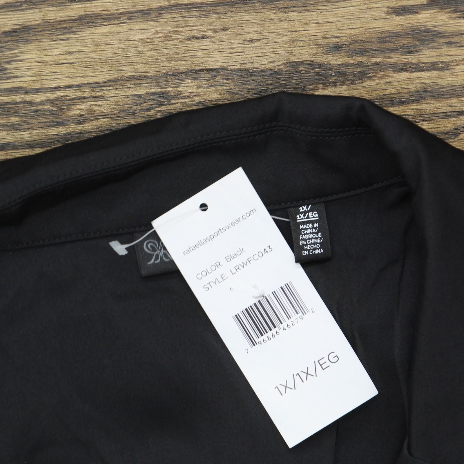 Other Nwt Rafaella Satin Long Sleeve Button-down Blouse Black 1x Size XL / US 12-14 / IT 48-50 - 3 Thumbnail