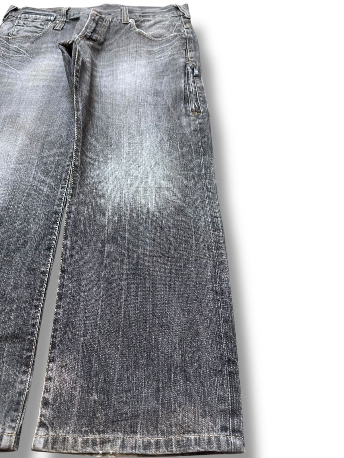 Hysteric Glamour Vintage UJ jeans Baggy Grunge Whiskers Hidden Pocket Denim Size US 35 - 6 Thumbnail