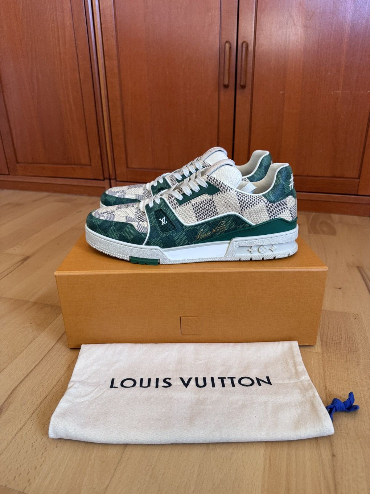 Louis Vuitton Louis Vuitton LV Trainer Green Damier By Pharell Size US 10 / EU 43 - 1 Thumbnail