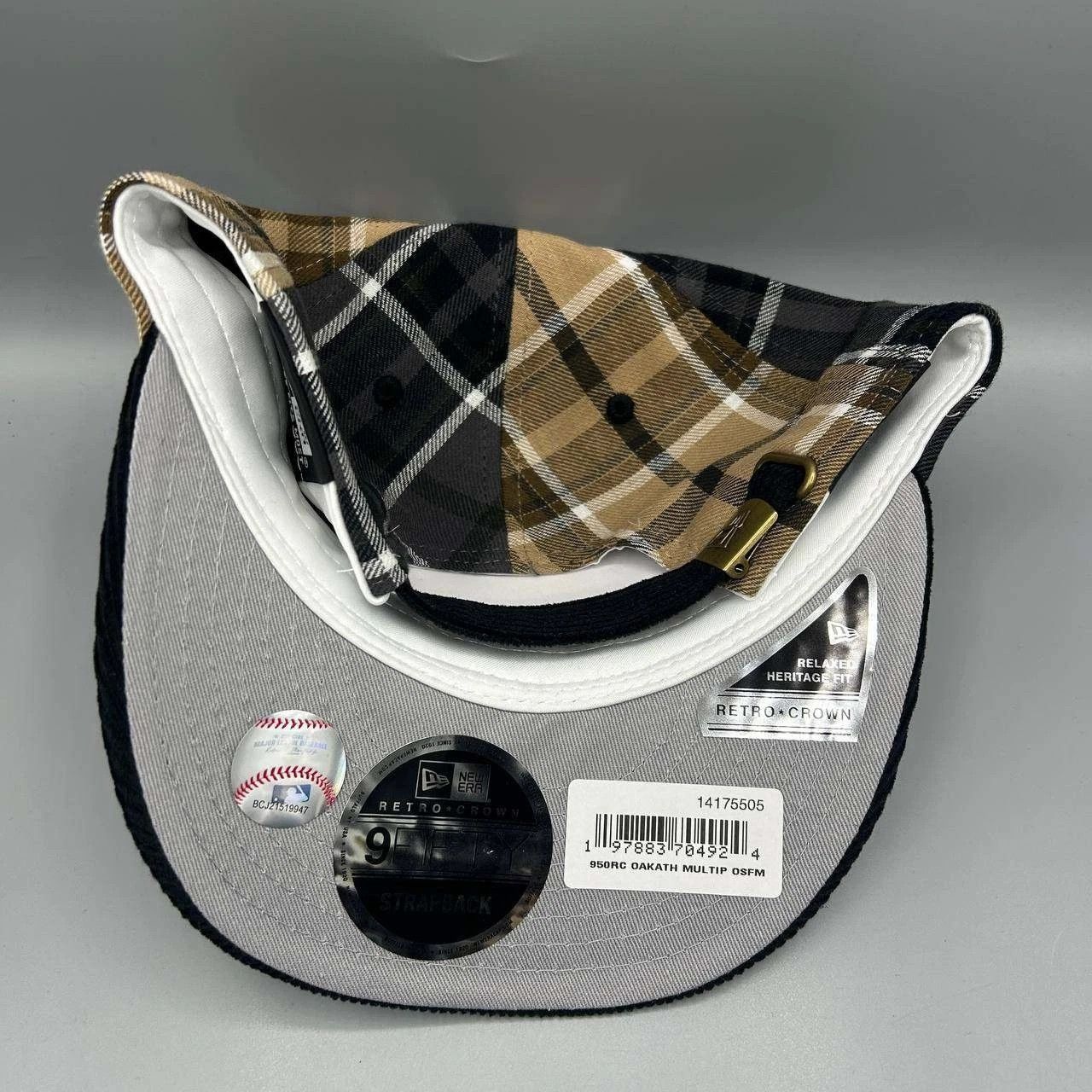 New Era Oakland Athletics Hat Men Plaid Corduroy Strap Back Cotton Size ONE SIZE - 8 Thumbnail
