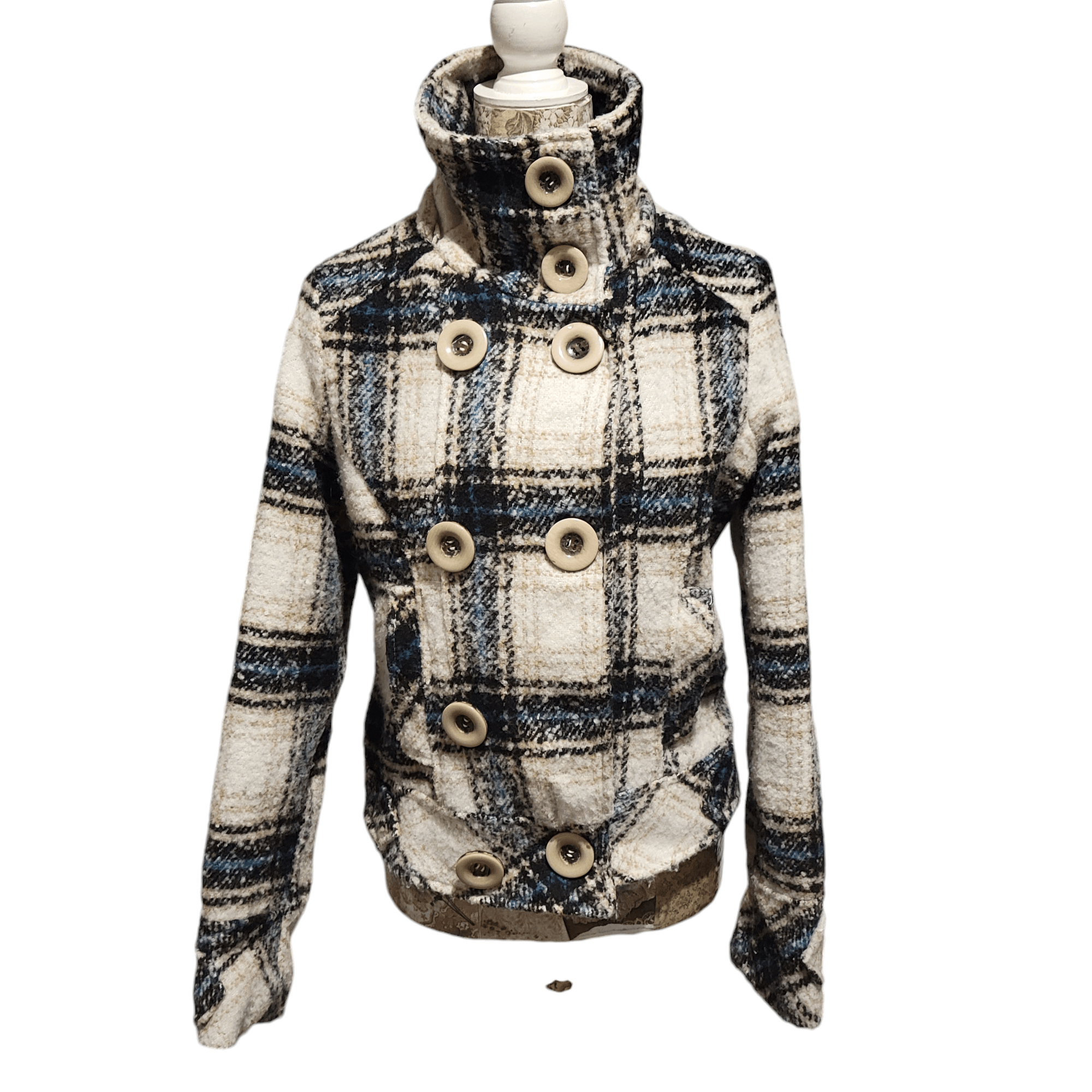 NBDN Nobrandedon Dollhouse Checked Plaid Wool Blend Peacoat Size M / US 6-8 / IT 42-44 - 4 Thumbnail