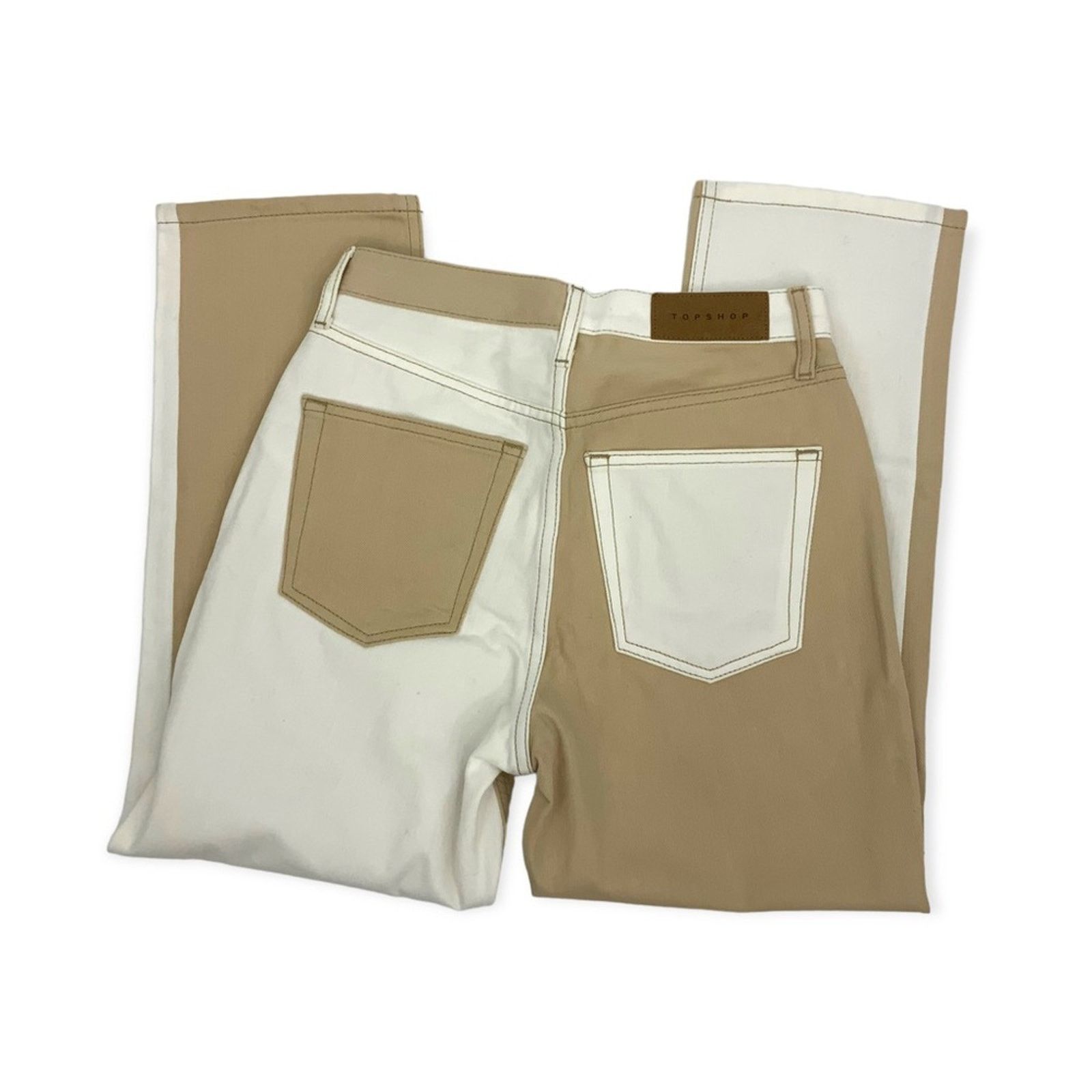 Topshop TopShop Editor Colorblock Jeans in Sand White Size 4 US NWT Size 27" / US 4 / IT 40 - 6 Thumbnail