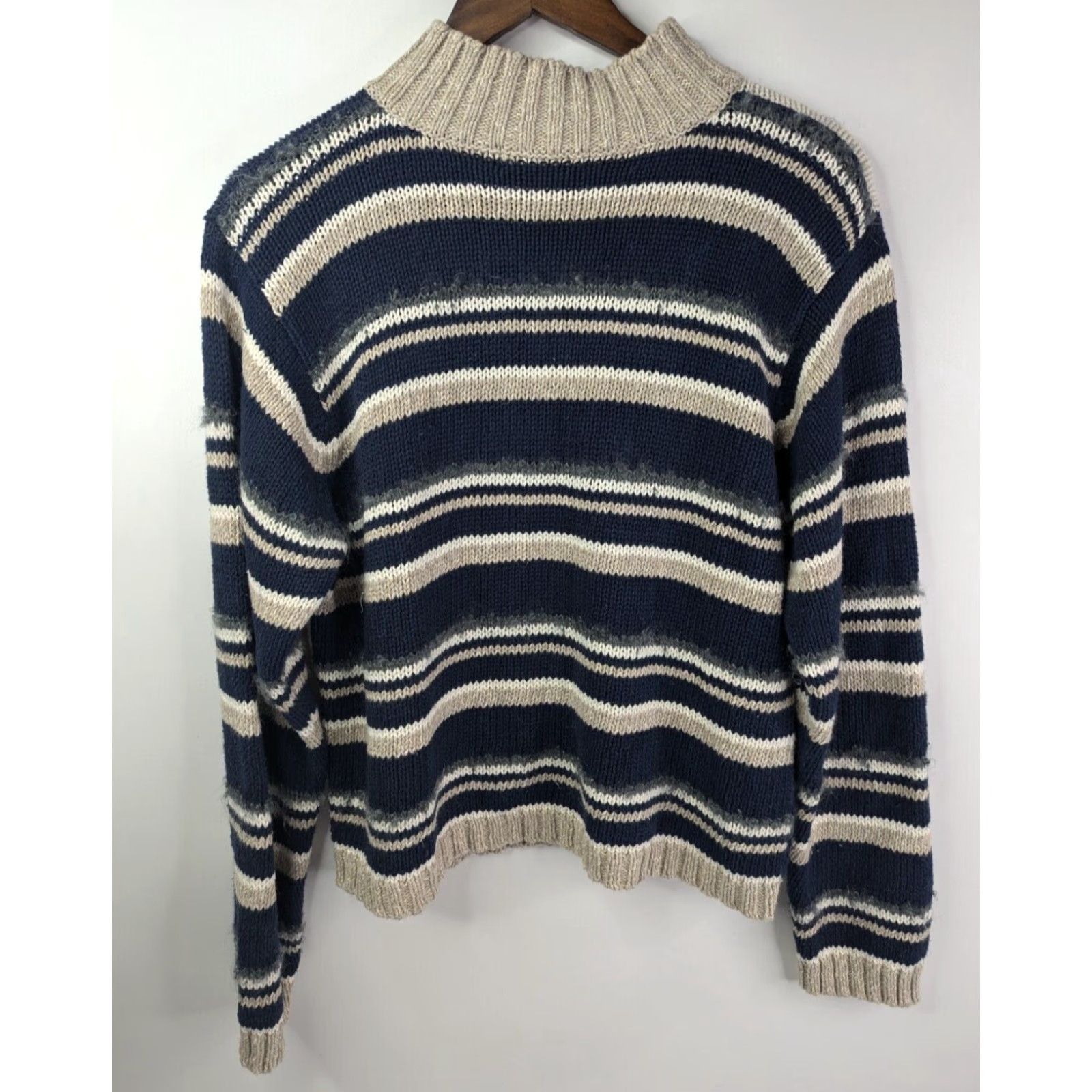 Vintage VINTAGE Lauren Hansen Women's Large Quarter Zip Knitted Christmas Sweater Ramie Size L / US 10 / IT 46 - 3 Thumbnail