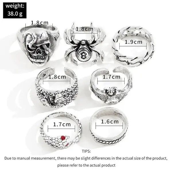 Other 7 Pieces/ Set- Gothic Theme Ring Size ONE SIZE - 2 Thumbnail