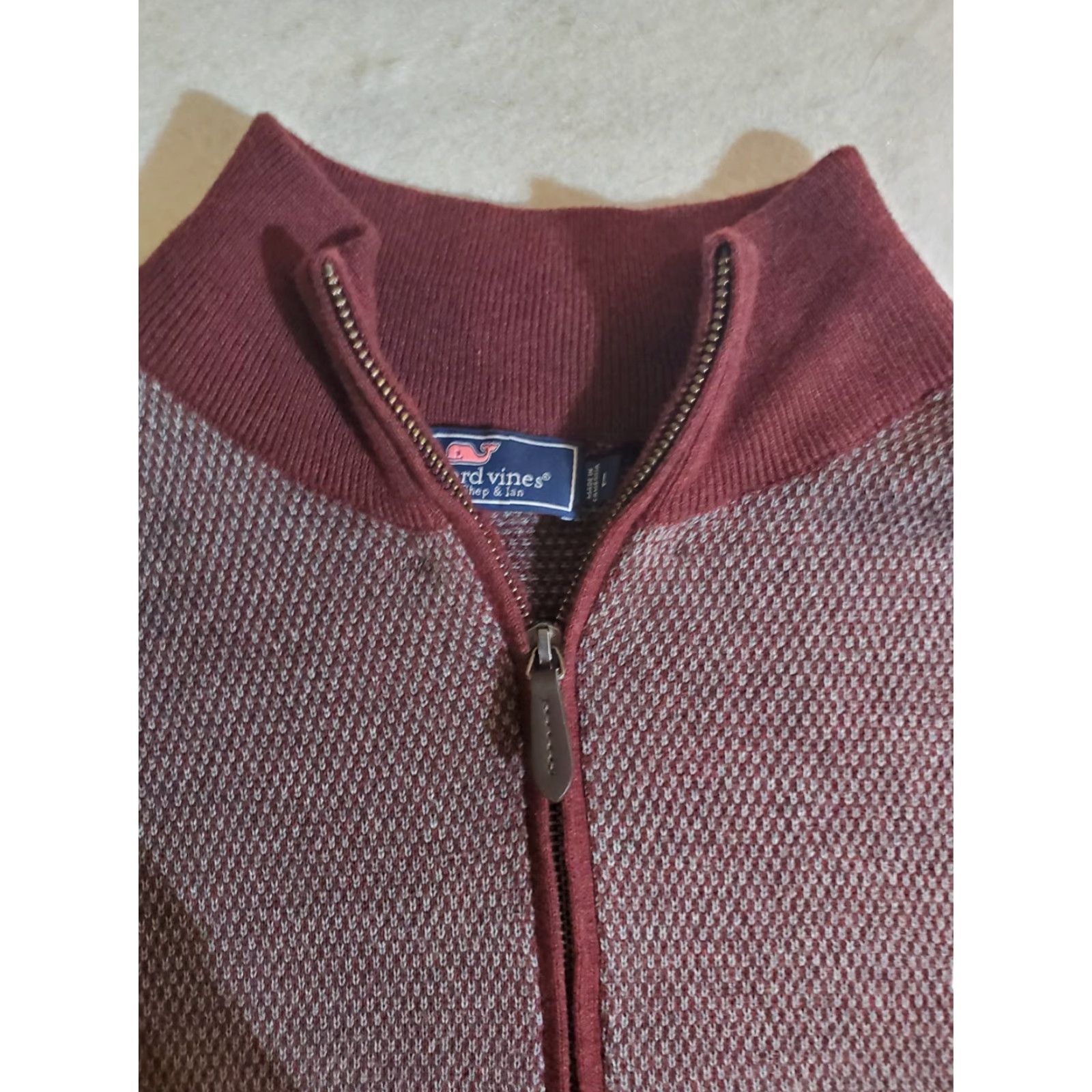 Vineyard Vines Vineyard Vines Signature 1/4 Zip Pullover Burgundy Mock Neck Sweater Mens Size L Size US L / EU 52-54 / 3 - 3 Thumbnail