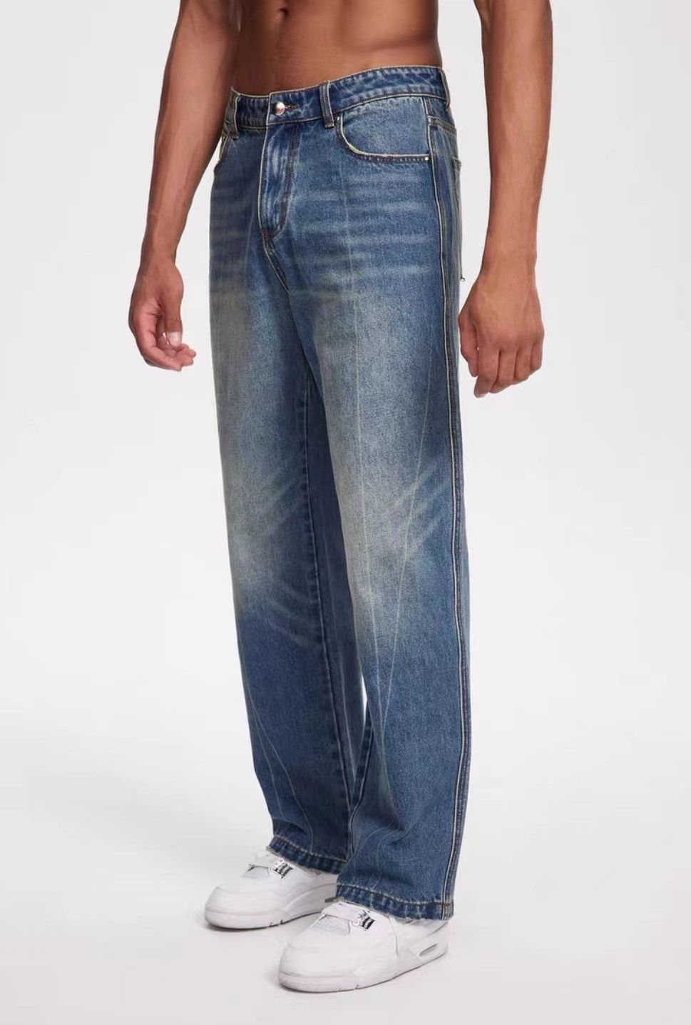 Japanese Brand × Jean Vintage washed straight leg heavyweight rare jeans Size US 32 / EU 48 - 6 Thumbnail