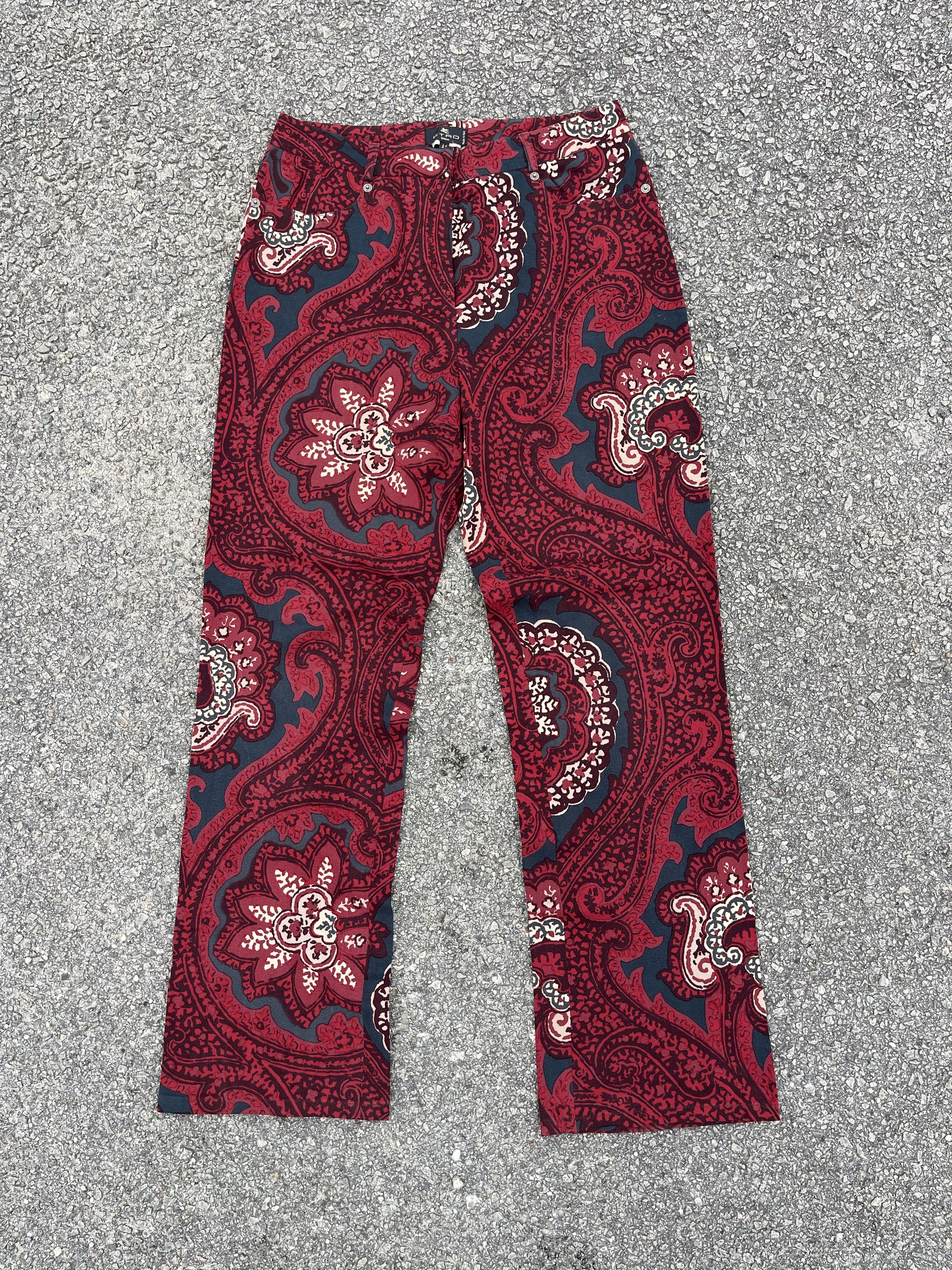 Etro × Vintage Vtg Etro Red Floral Size US 30 / EU 46 - 1 Thumbnail