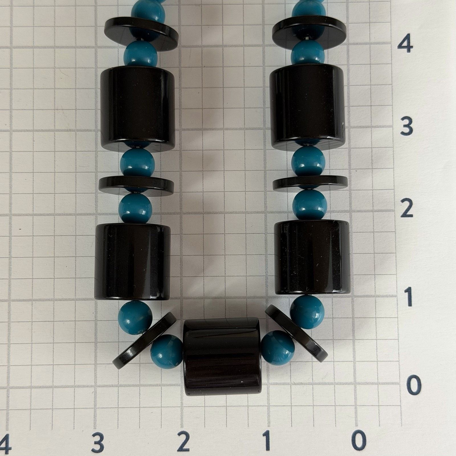 Other VTG 1980s 30" Teal & Black Cylinder & Disc Beaded Necklace Size ONE SIZE - 6 Thumbnail
