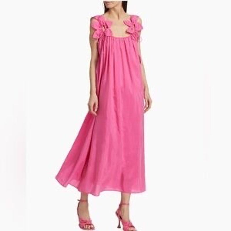 Farm Rio NWT Farm Rio Sleeveless Floral Straps Midi Dress in Pink L Size L / US 10 / IT 46 - 9 Thumbnail