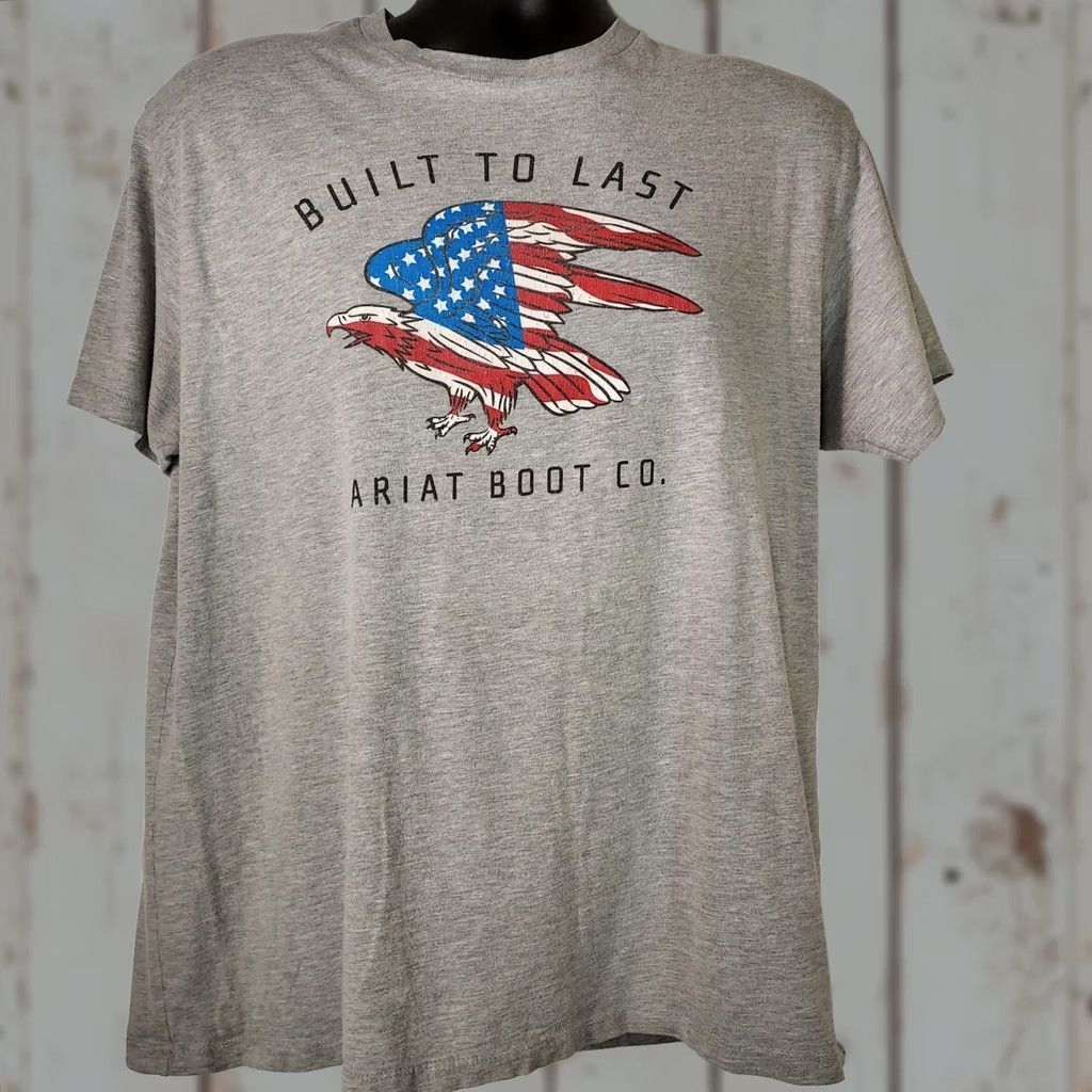 Ariat Ariat Built To Last American Flag Eagle Gray Short Sleeve T Shirt Men L Size US L / EU 52-54 / 3 - 1 Thumbnail