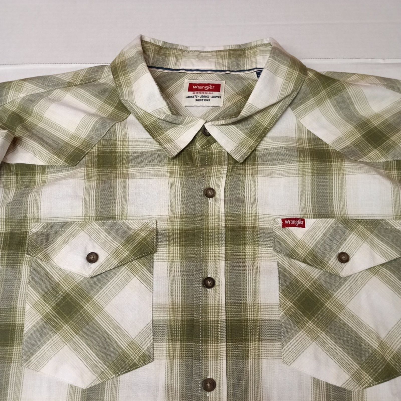 Wrangler Wrangler Cowboy Wash Twill Shirt Men's 3XL Loden Green Plaid Size US XXL / EU 58 / 5 - 3 Thumbnail
